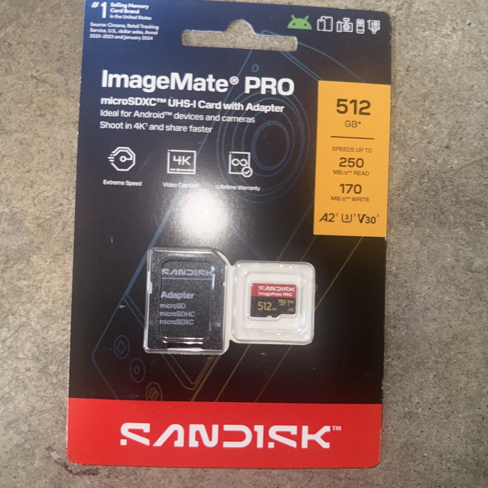 New Sandisk ImageMate Pro 512GB MicroSDXC UHS-I Card with Adapter 
