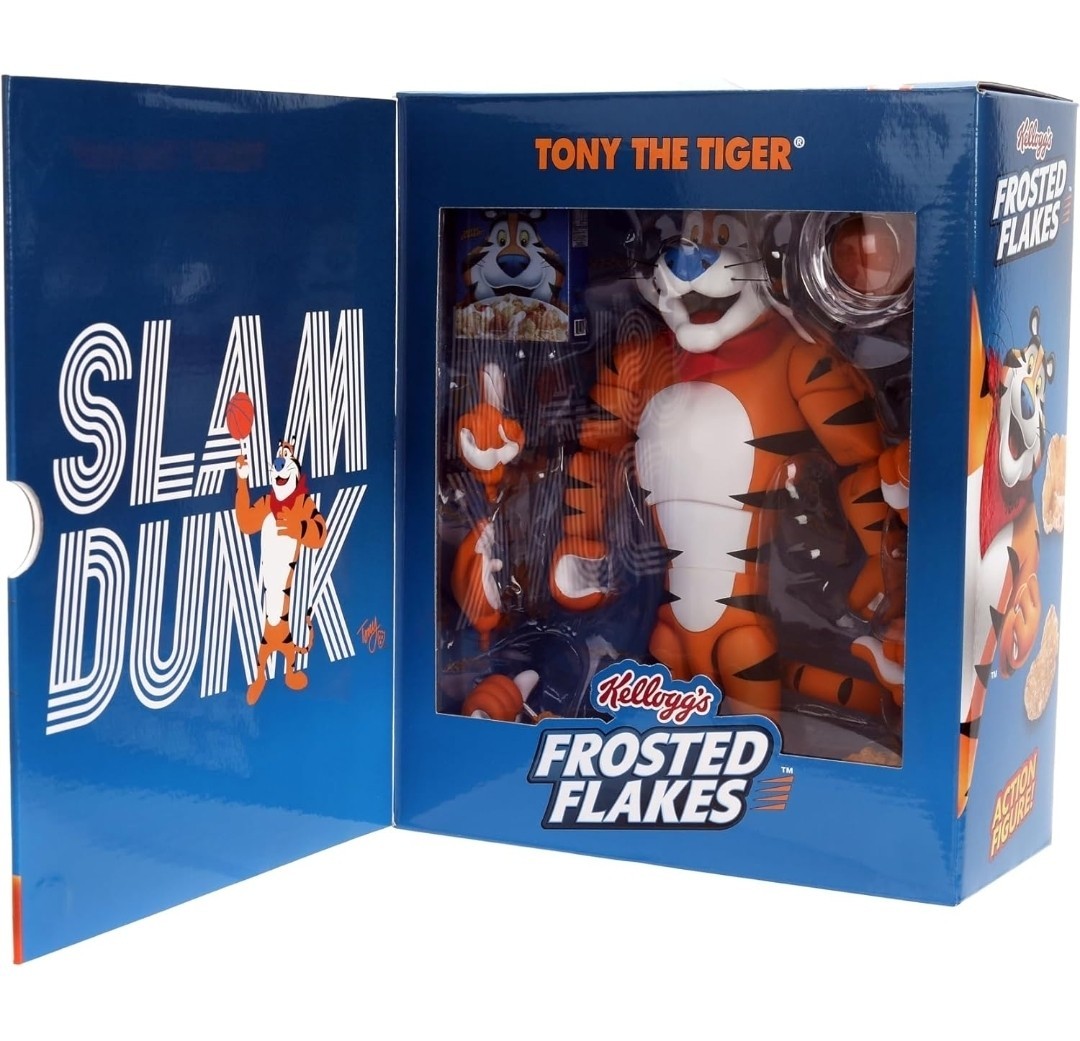 Kellogg's Frosted Flakes Tony the Tiger Action Figure w/ Basketball Bowl Spoon