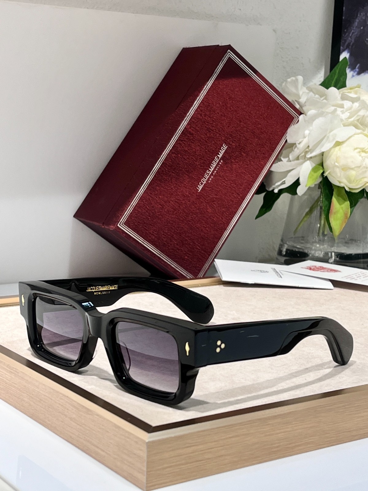 Jacques Marie Mage ASCARI Rectangle sunglasses 49-23 Black Frame Gradient Lens Jacques Marie Mage ASCARI Rectangle sunglasses 49-23 Black Frame Gradient Lens