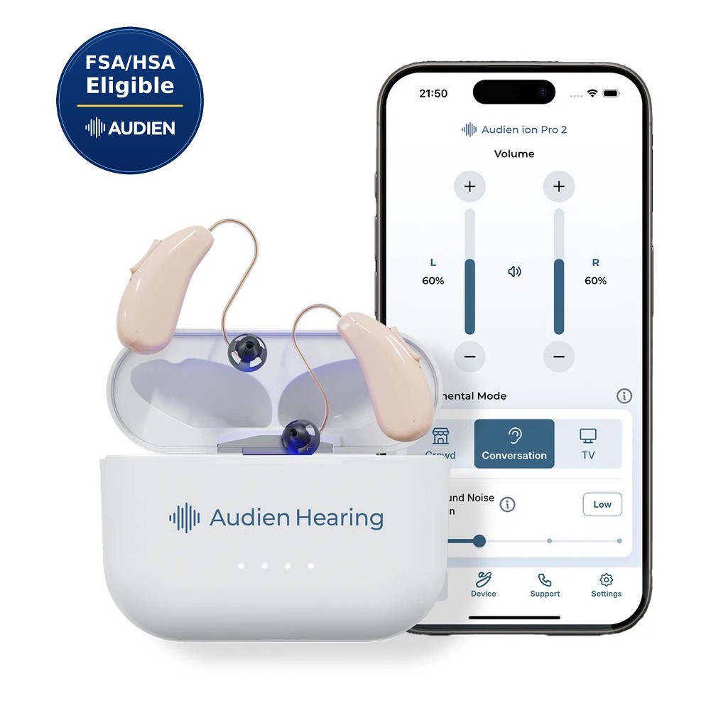 Audien ION Pro 2 OTC BTE Bluetooth No Prescription Hearing Aid Certified Refurb