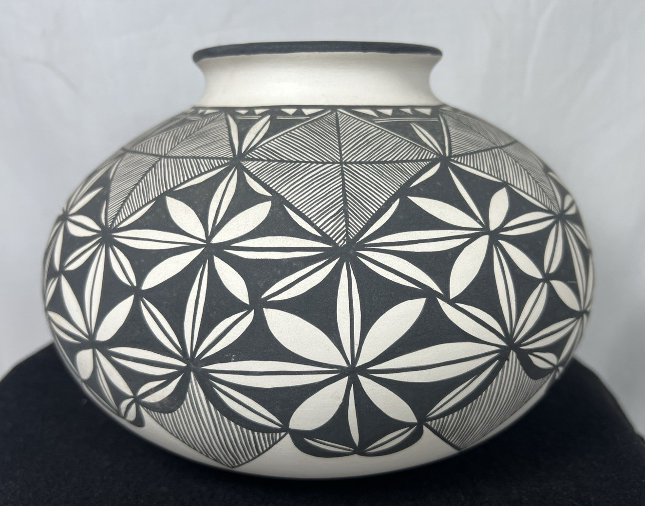 Lee Cerno Acoma Pueblo Pottery Olla Black White Geometric Native American