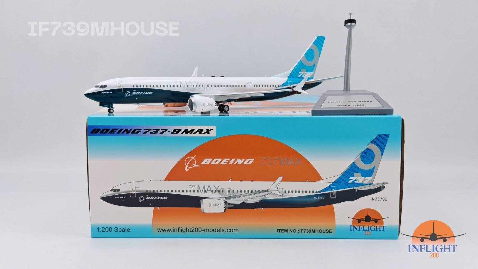 Inflight IF739MHOUSE Boeing 737-Max 9 House Color N7379E Diecast 1/200 AV Model