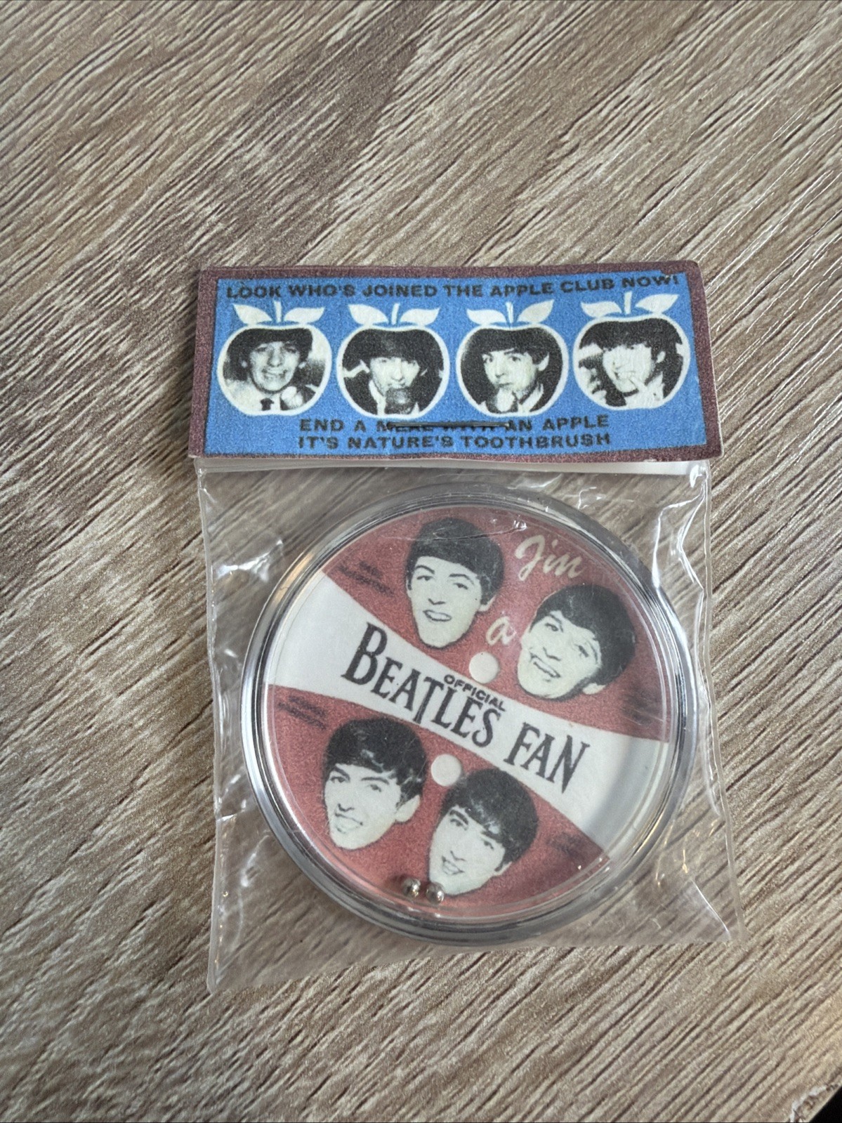 Vintage Beatles Look Who’s Joined The Apple Club Ball In Hole Game Toothbrush Ad