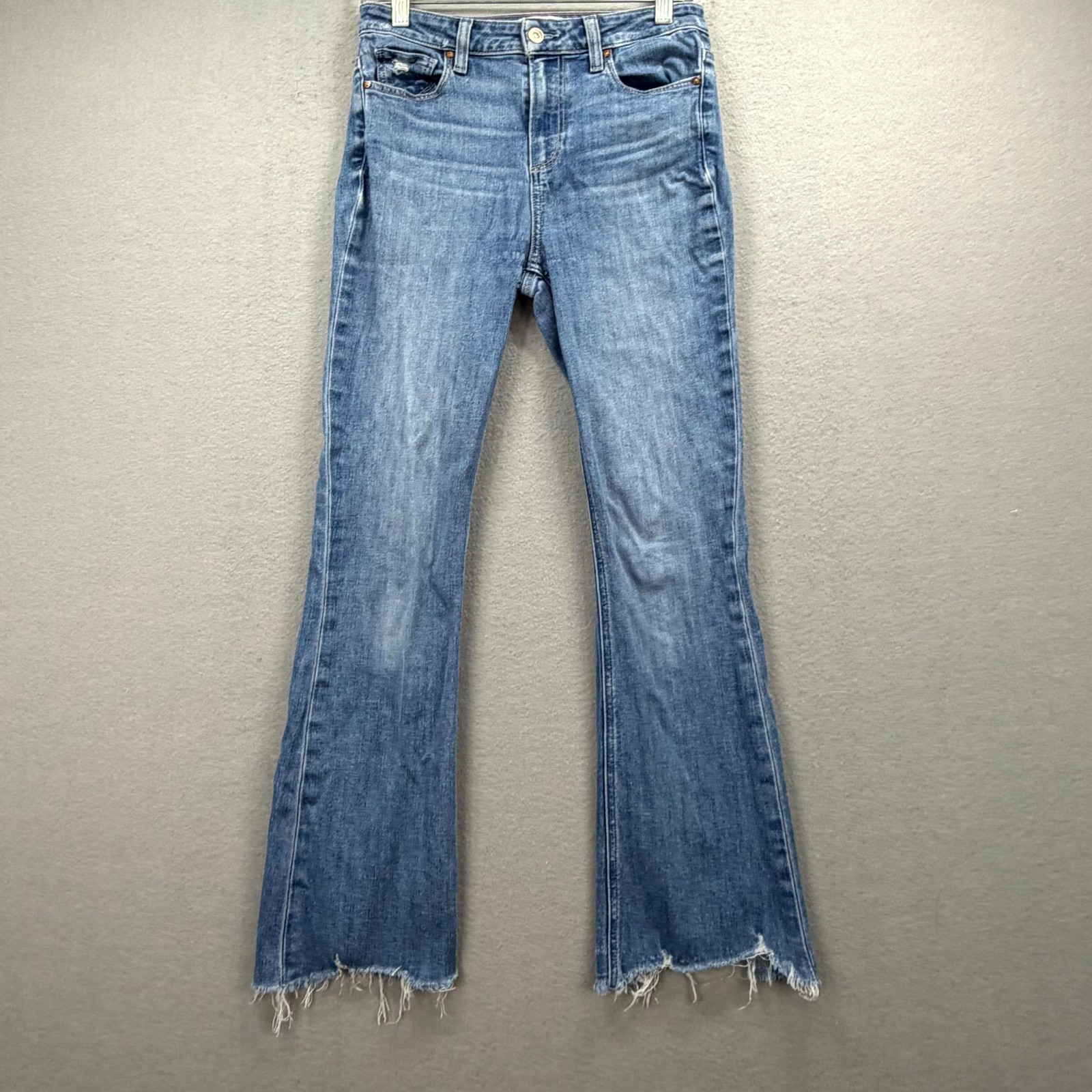 Paige Claudine Bootcut Jeans Womens 28x27* Blue Denim Pants Fray Raw Hem Cowgirl
