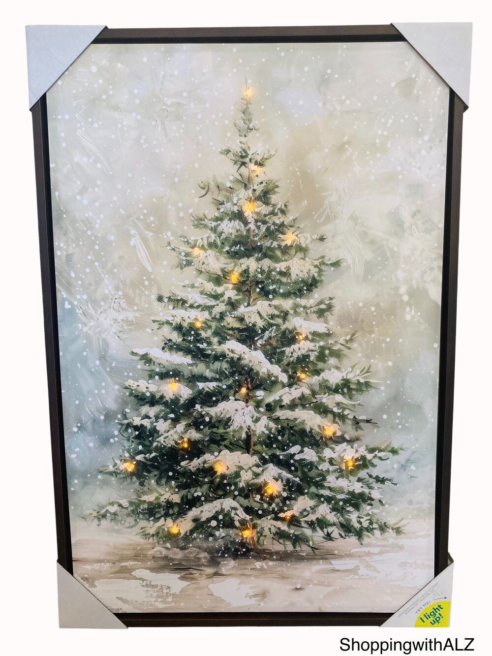 NEW Hobby Lobby Snowy Tree Light Up Canvas Wall Decor Christmas 31.5 X 21.5