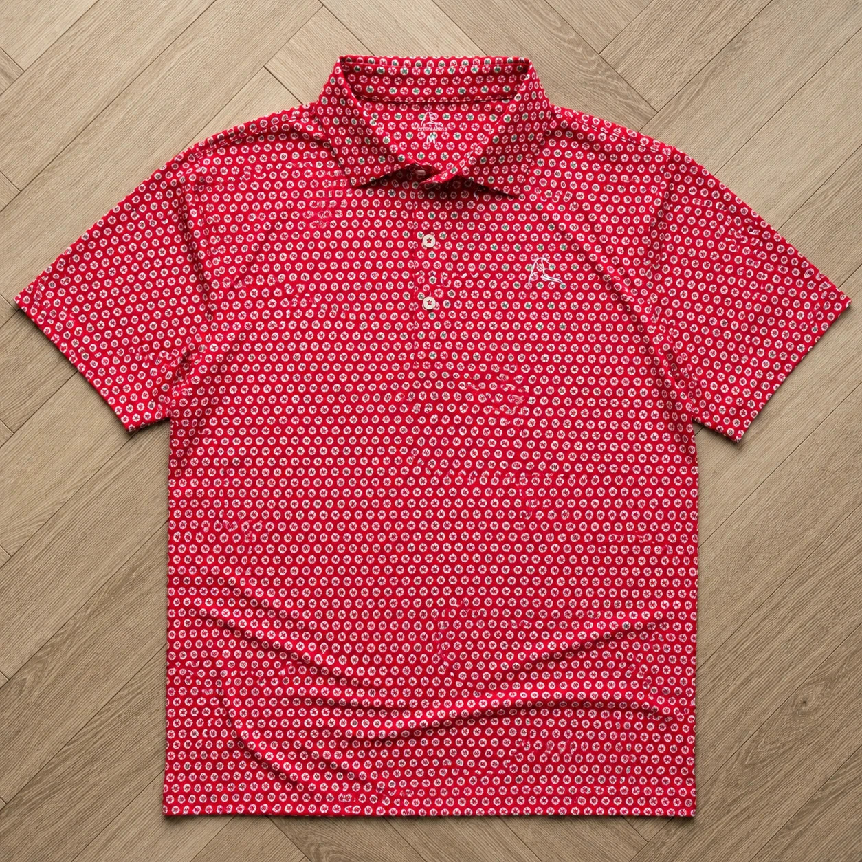 🔥Rhoback Men\'s Ohio State Polo L-Red Stretch Moisture Wicking Gameday Shirt M