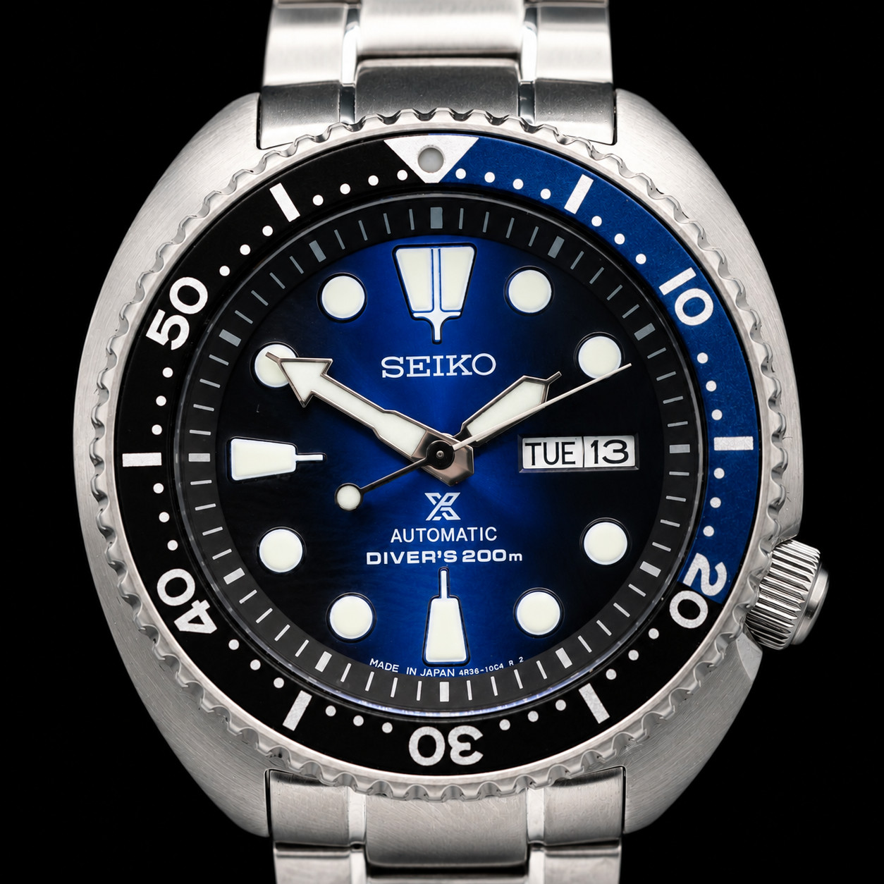 Seiko Prospex SRPC25 Deep Blue Batman Turtle Automatic Diver 200M Watch ⚫🔵🦇