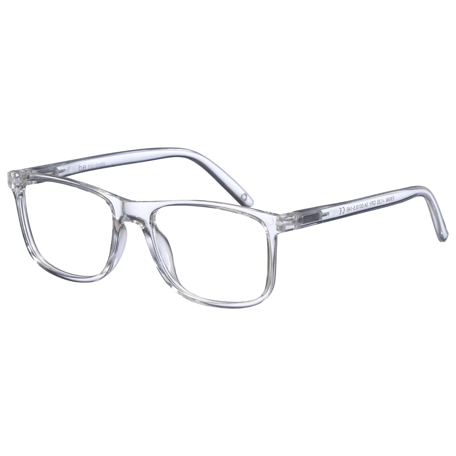 B.E Bio Eyes Men\'s Rectangular Reading Glasses Recycled Plastic Ewan +2.00