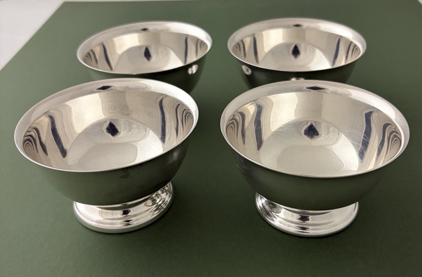 Vintage Set of 4 Poole Silverplate Footed Bowls / Sherbet Cups