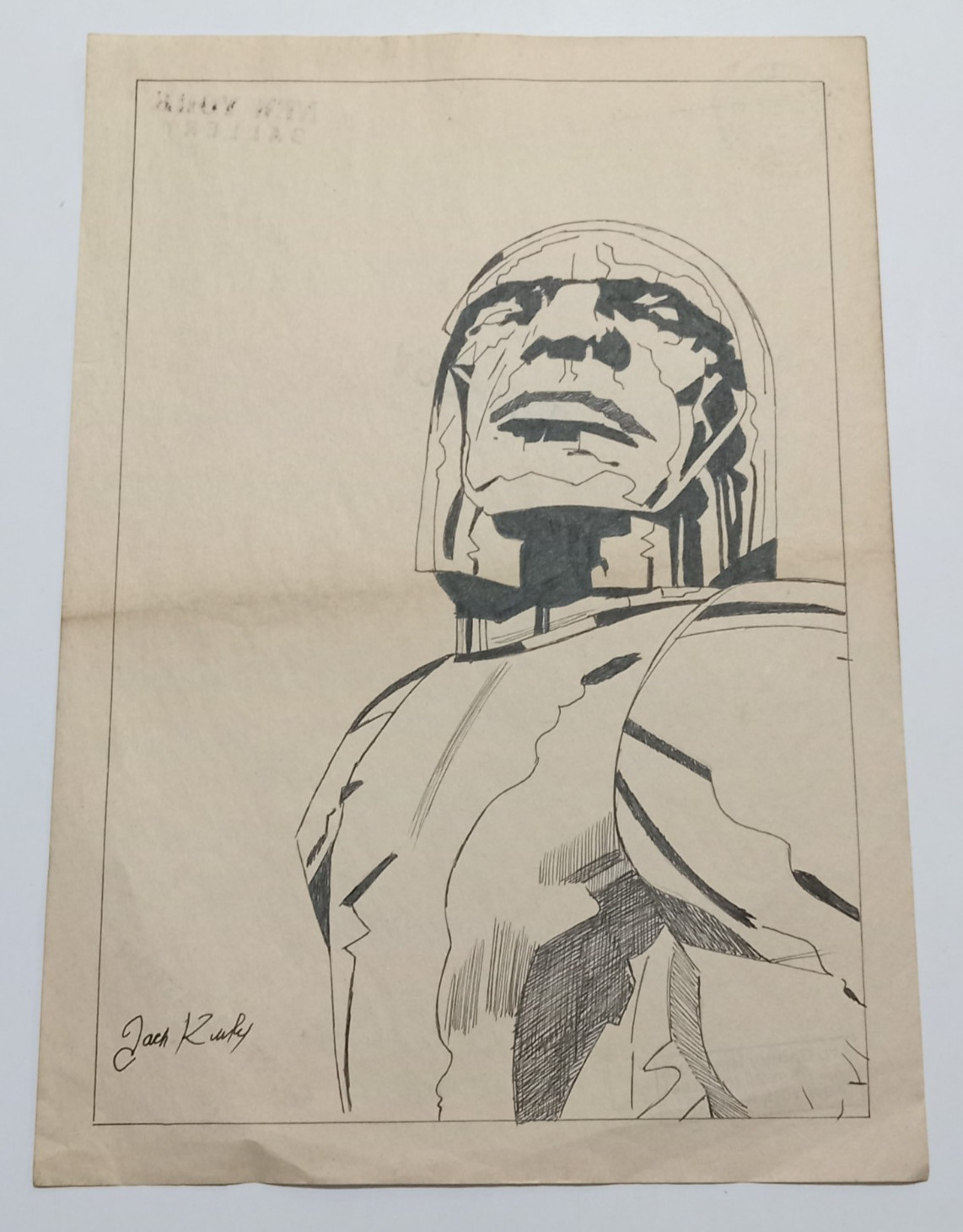 Jack Kirby Drawing on paper (Handmade) signed and stamped mixed media.