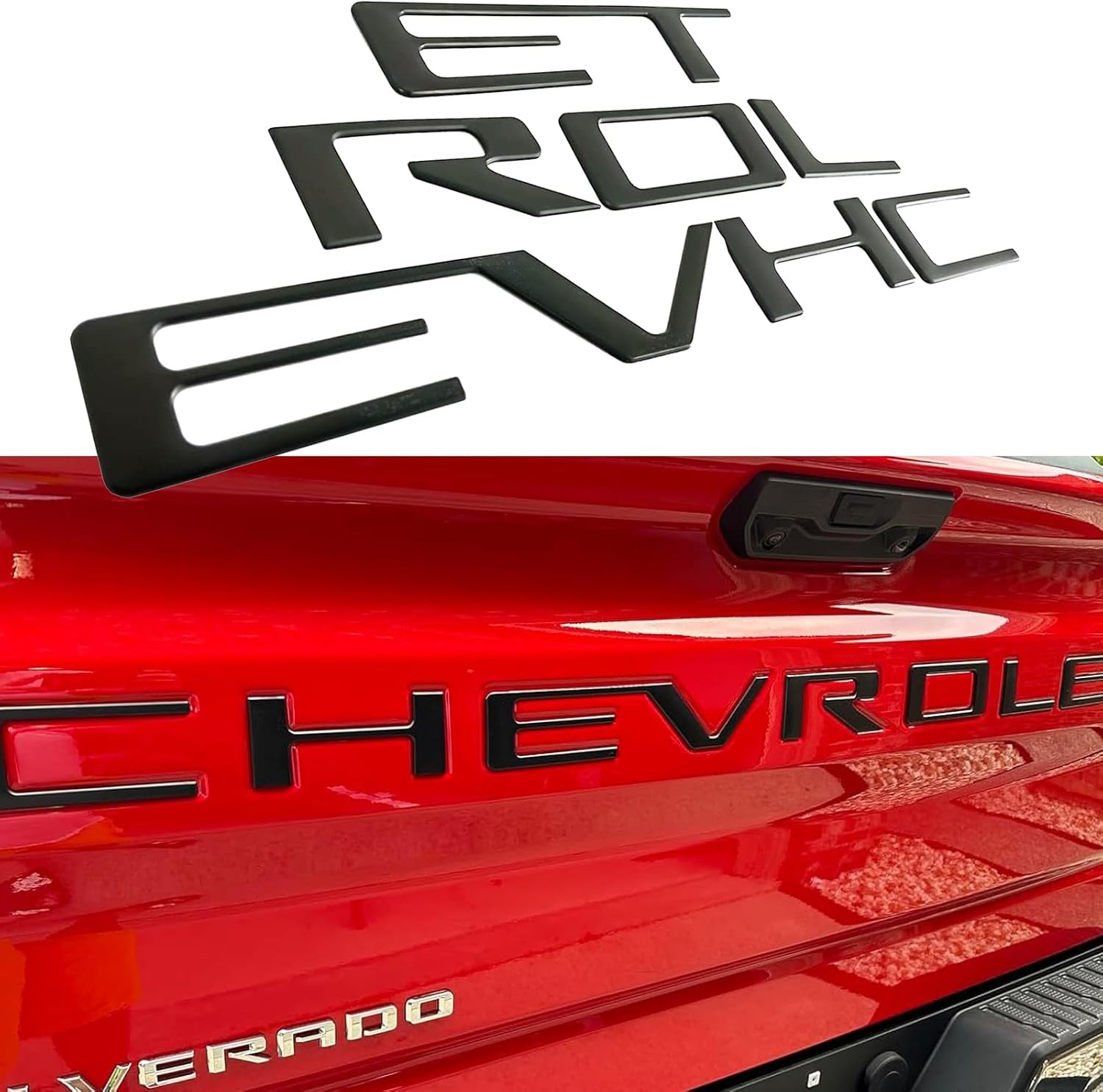 Matte Black Tailgate Insert Letters 3D Badge for Chevy Silverado 2019-2026