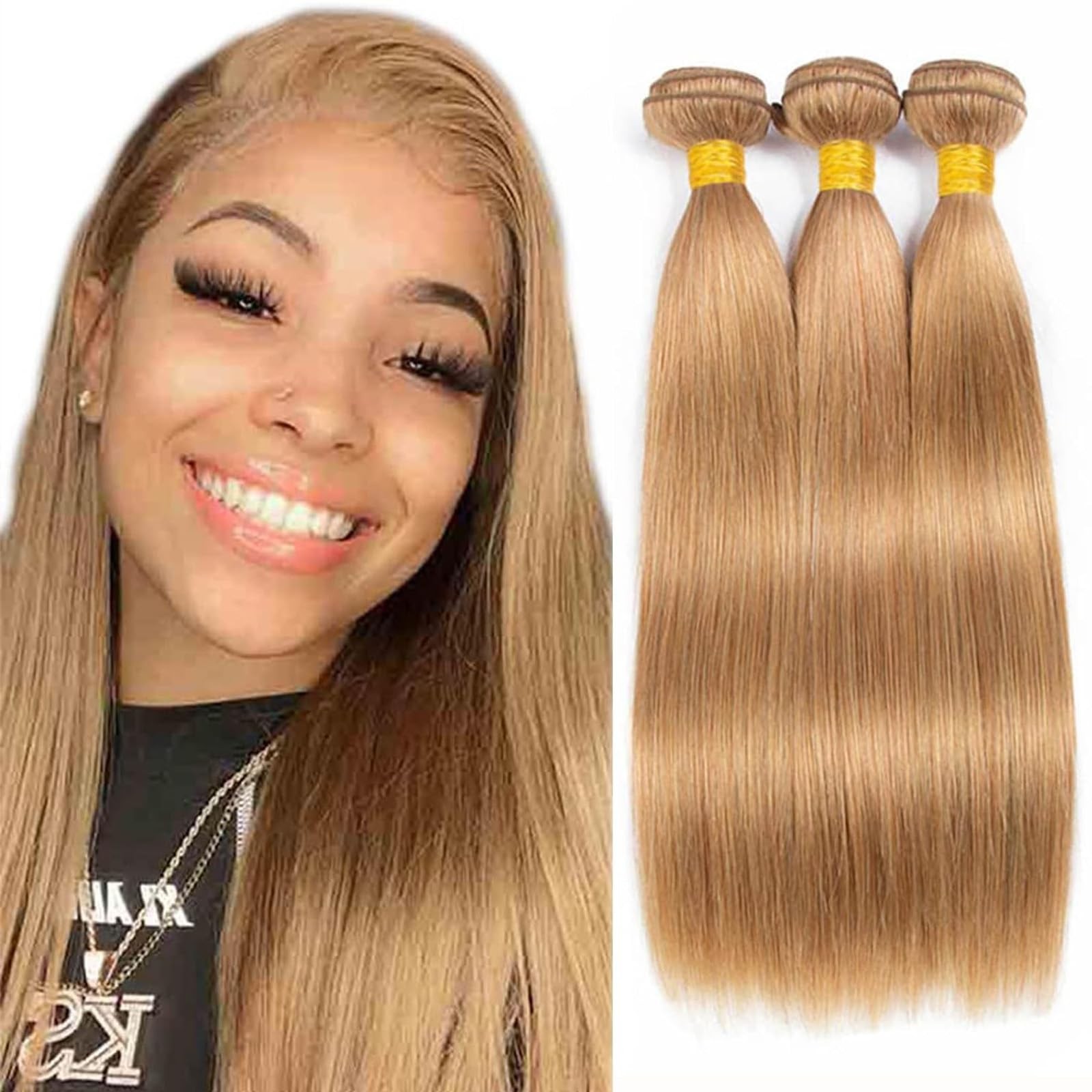 Fabimiya Brazilian Virgin Hair 14 16 18 Inch Straight Brown 27 Bundles