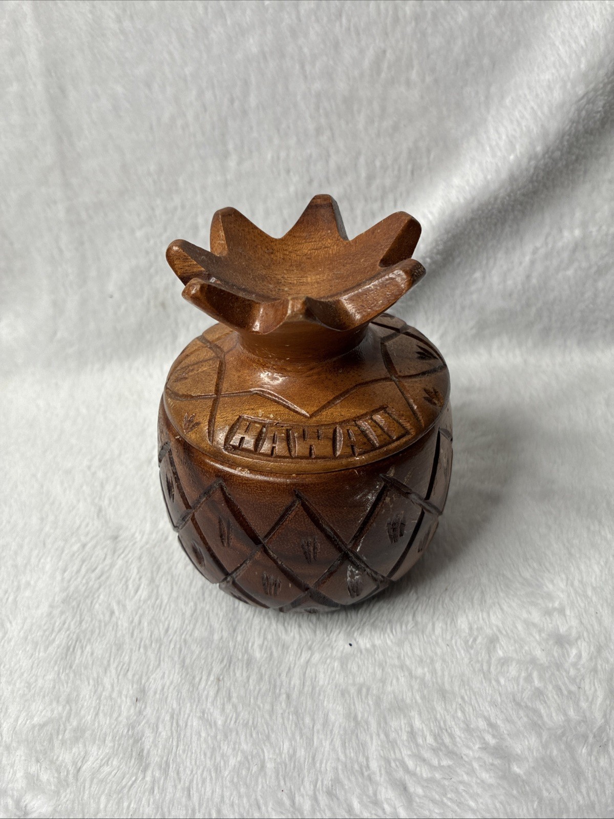 Vtg Hawaii Wooden Pineapple Trinket Box or Jar w/ Lid Hand Carved Hand carved Vtg Hawaii Wooden Pineapple Trinket Box or Jar w/ Lid Hand Carved Hand carved