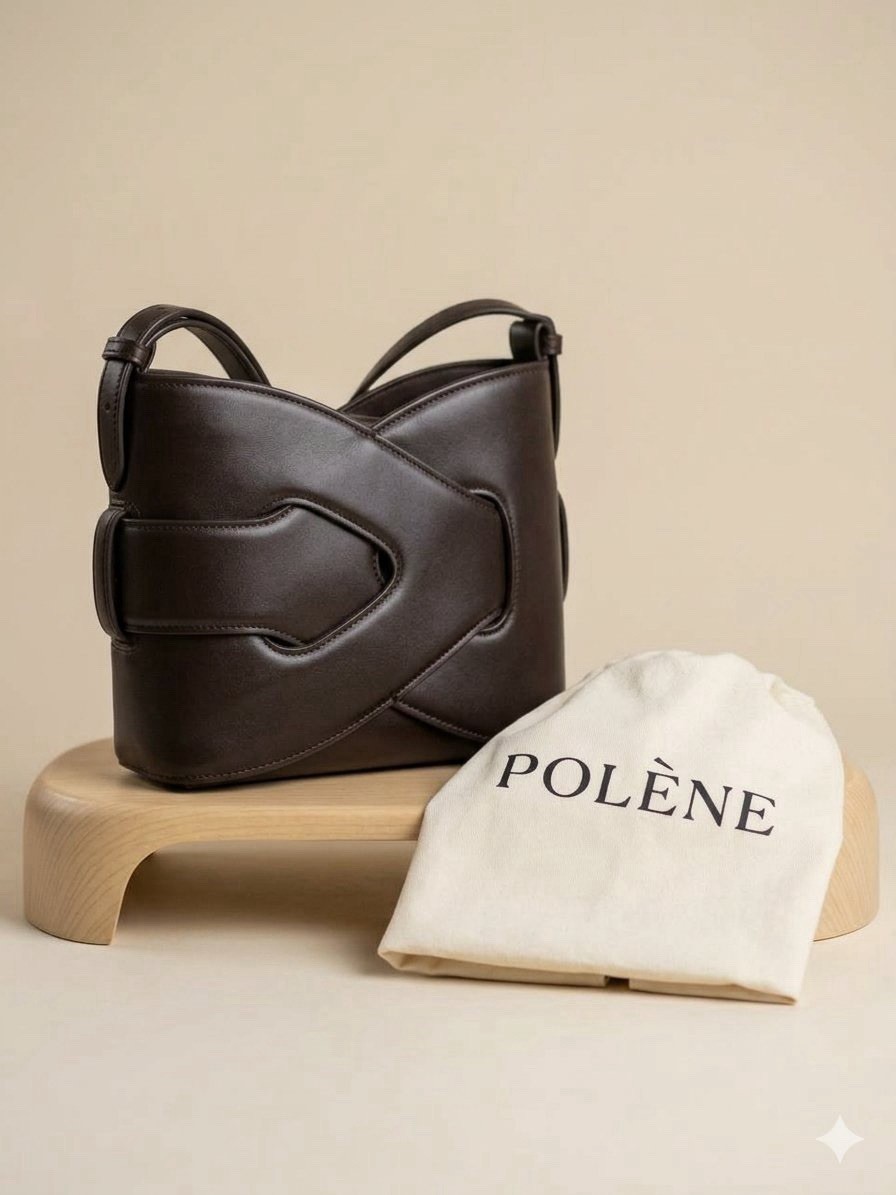 Polène Nodde Crossbody Bag in Ebony Brown Espresso w/ Dust Bag