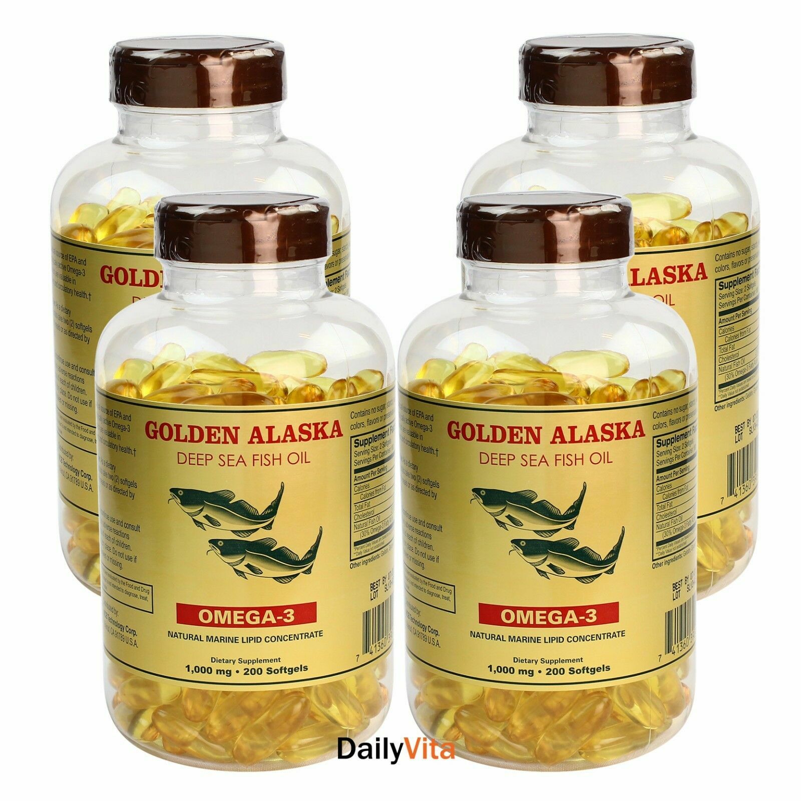 4 X Alaska Deep Sea Fish Oil 800caps Omega-3 EPA DHA