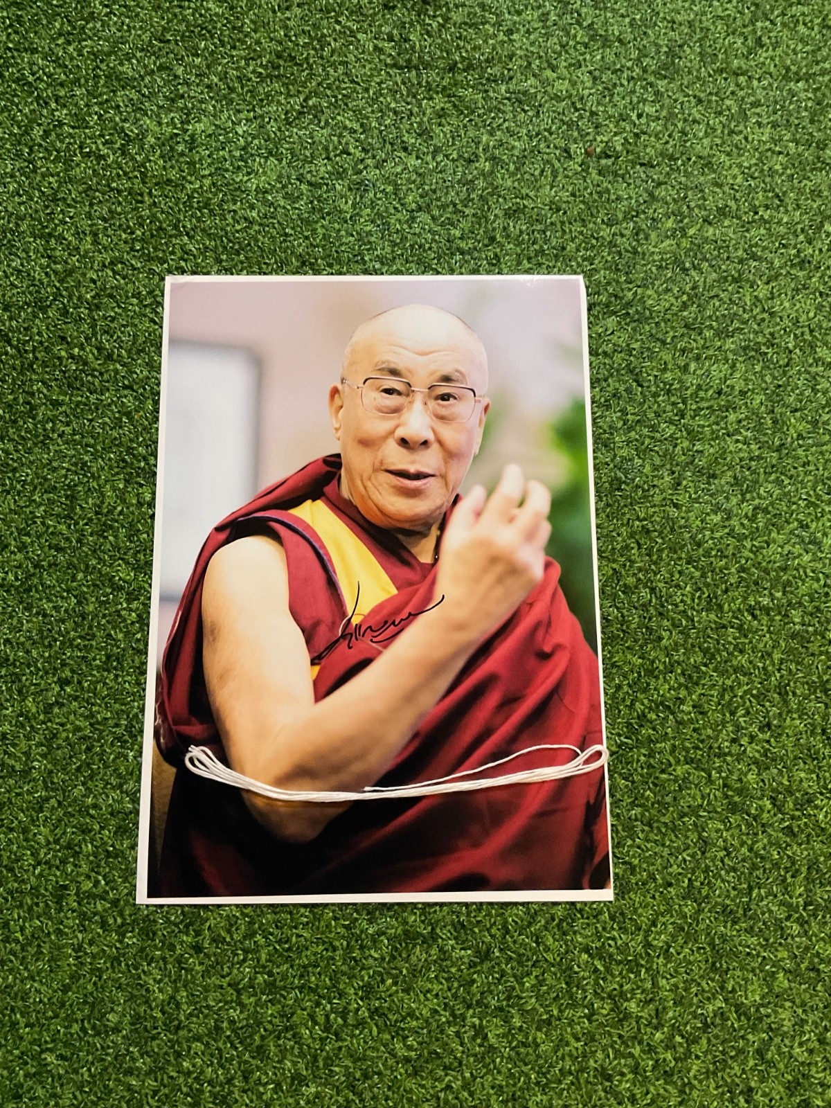 Rare hand-signed dalai Lama photo and his personal cord