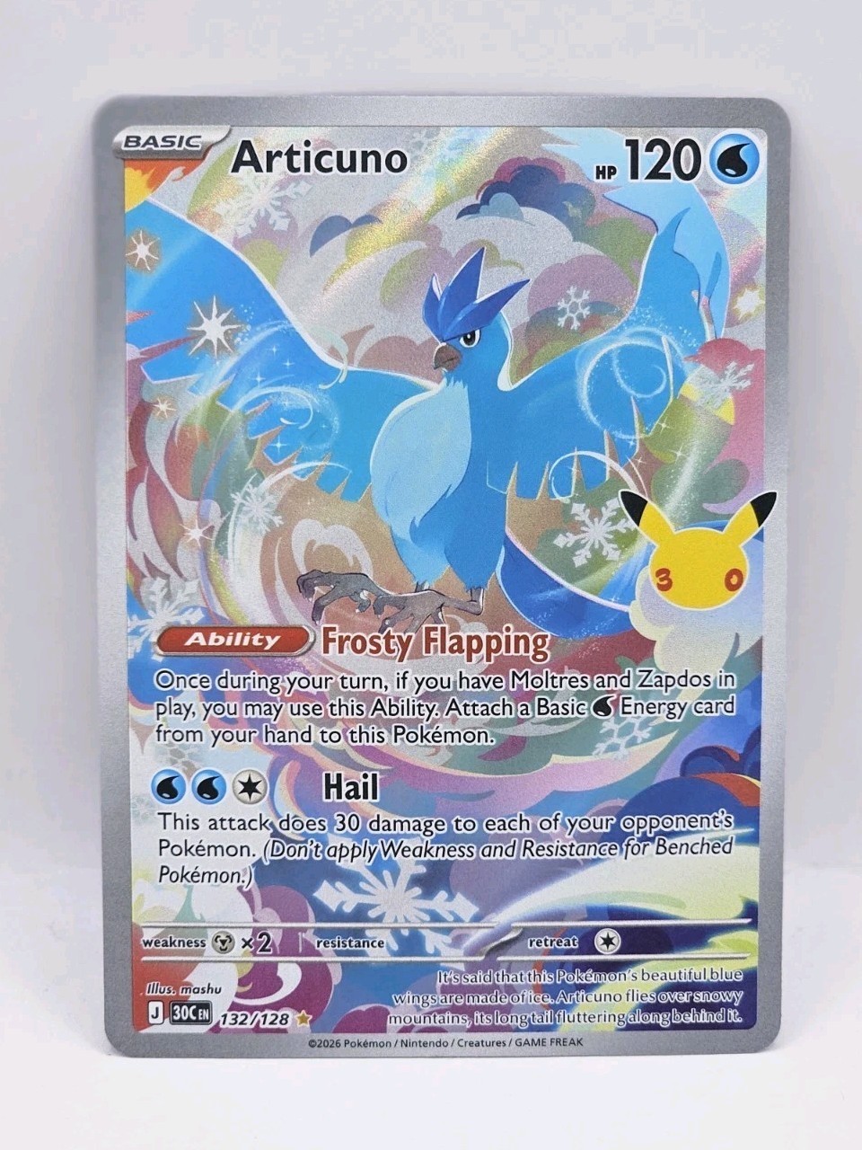 Pokemon TCG  Articuno 132/128 30th Anniversary IR