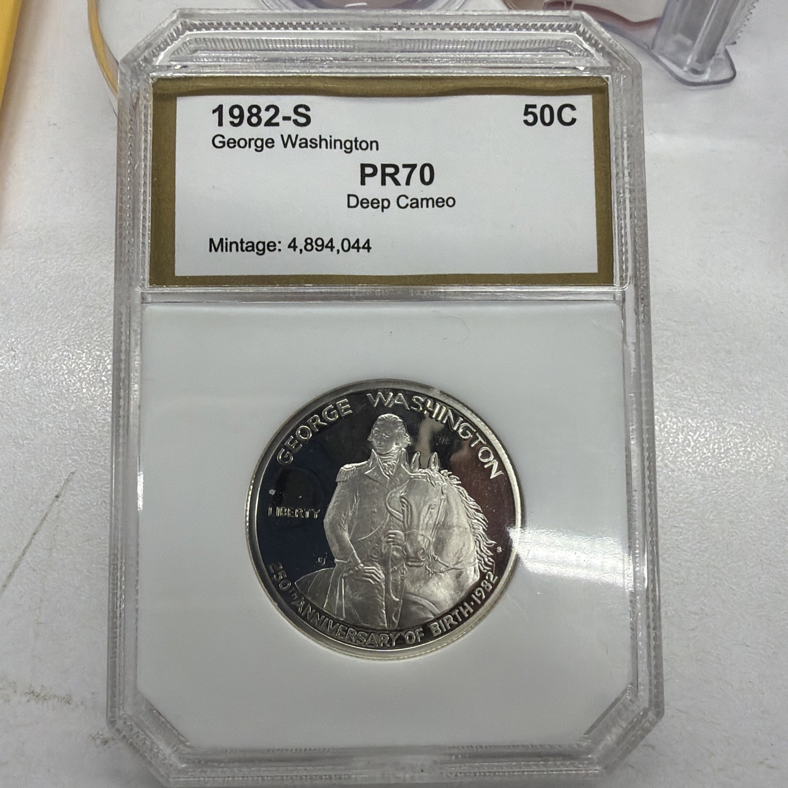 1982-S 50C George Washington Commemorative - Silver Proof Sample PR70 White Fat
