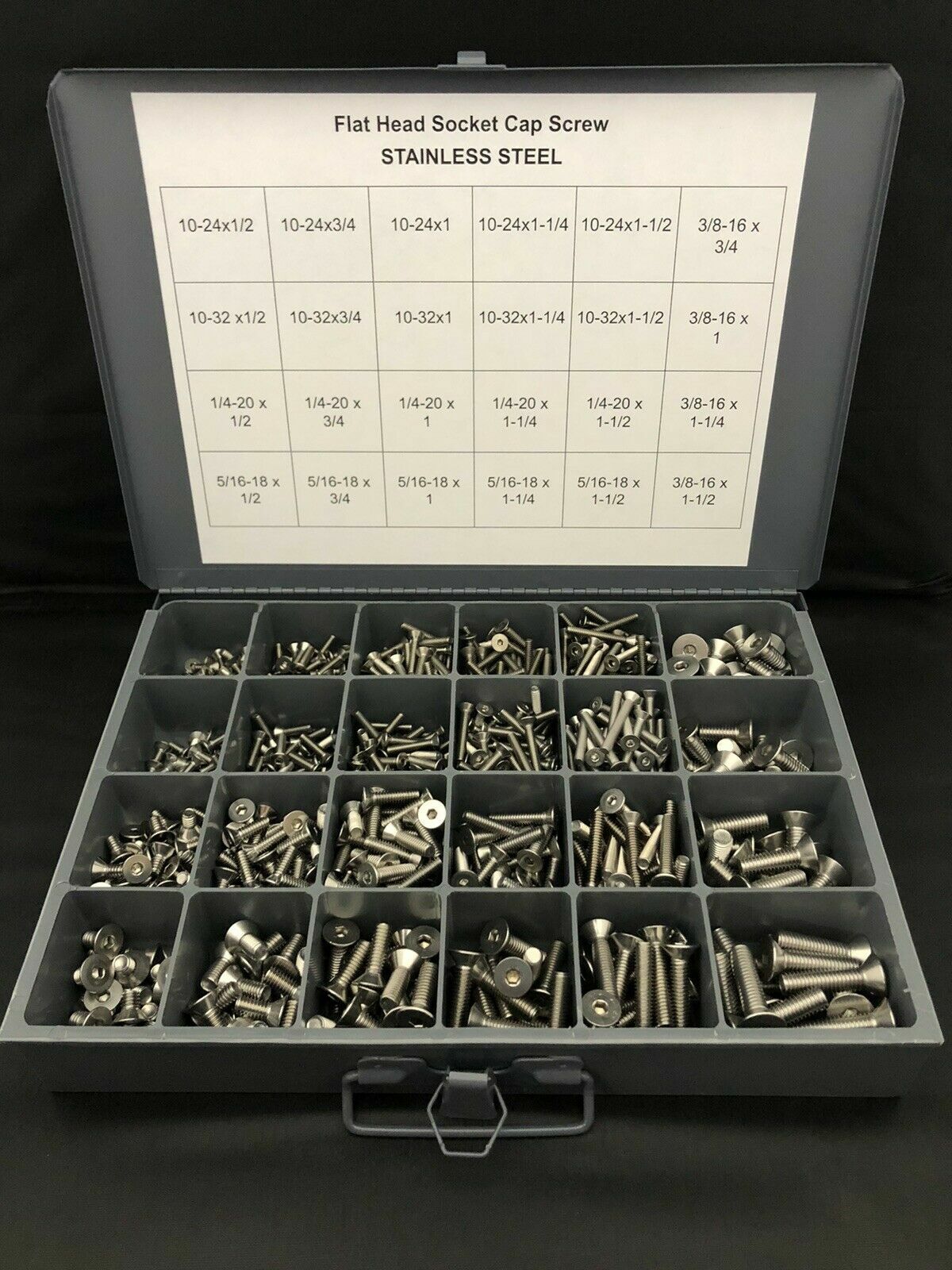 875pc: STAINLESS STEEL FLAT ALLEN HEAD SOCKET CAP SCREW- Assortment kit Set