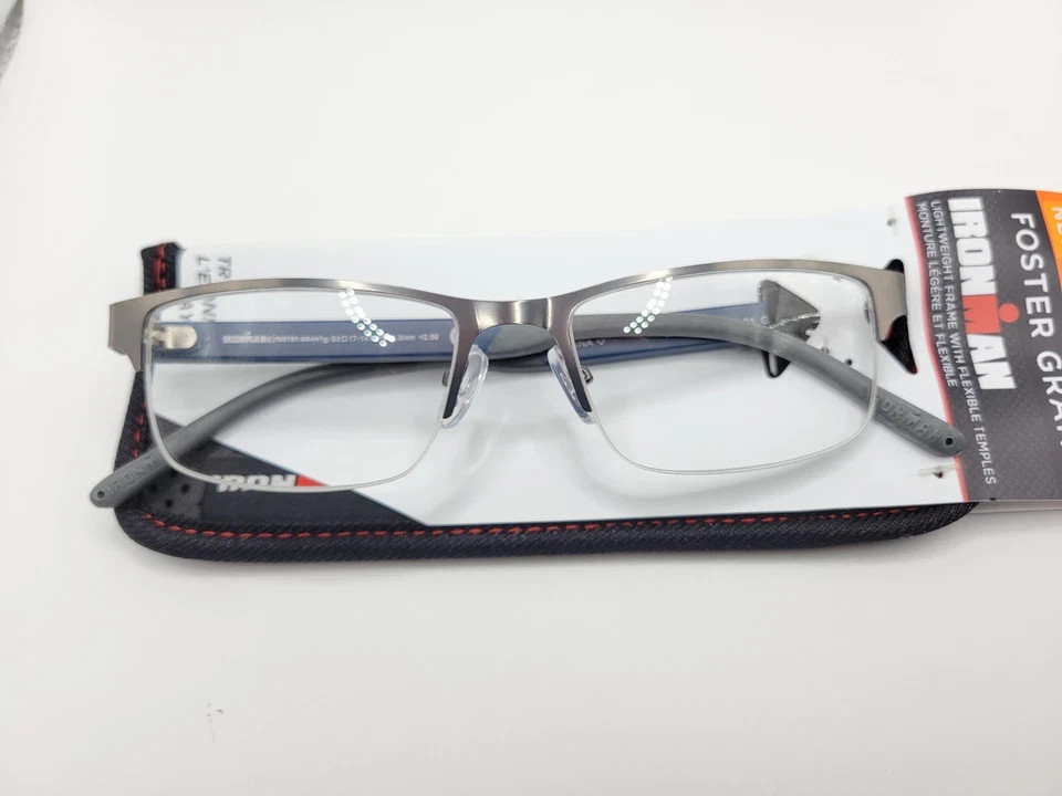 Foster Grant Ironman  Reading Glasses IM1001 Gray/Blu - NEW
