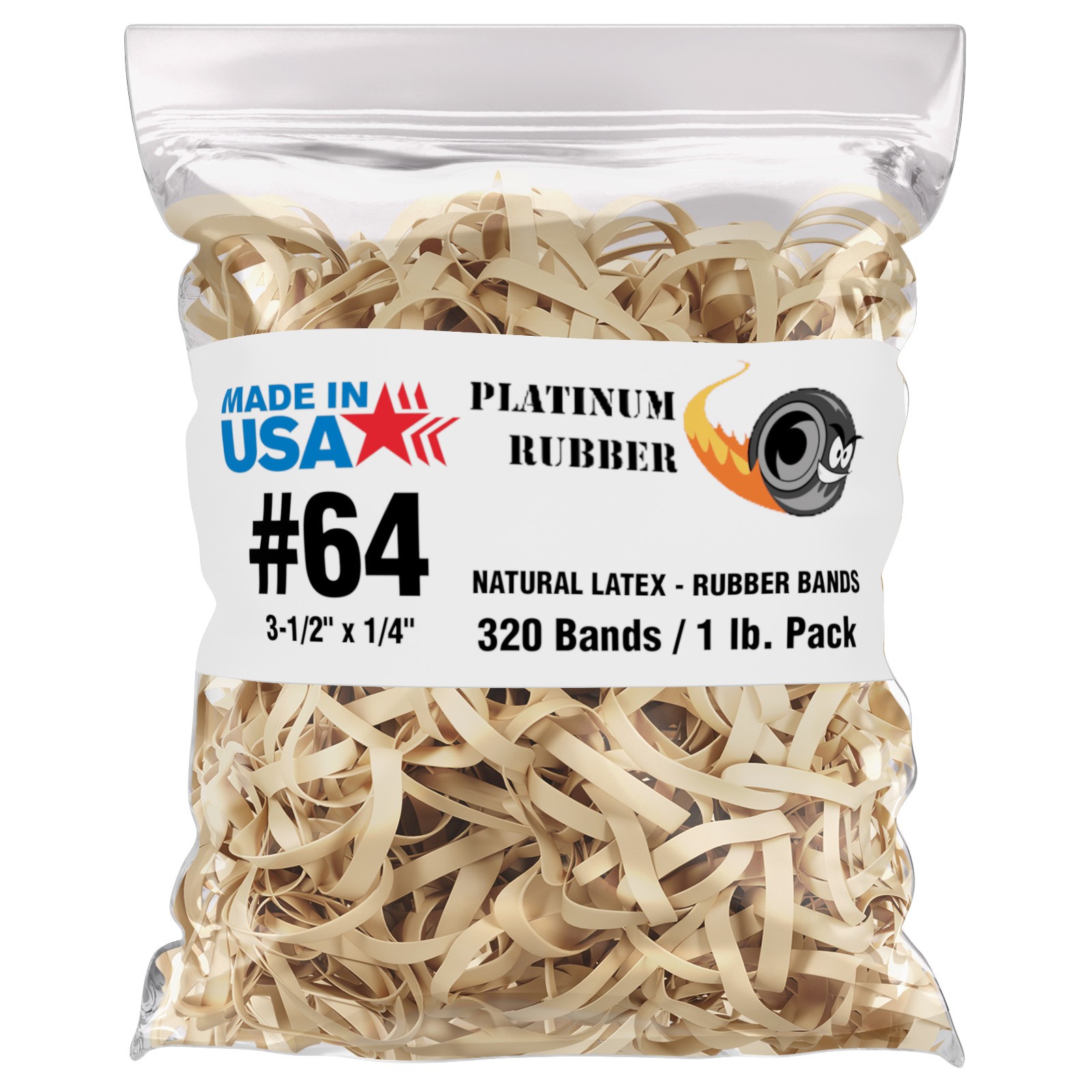 Value Case 25 Pounds Platinum Rubber Bands Postal 26644 Size #64 (3-1/2 x 1/4
