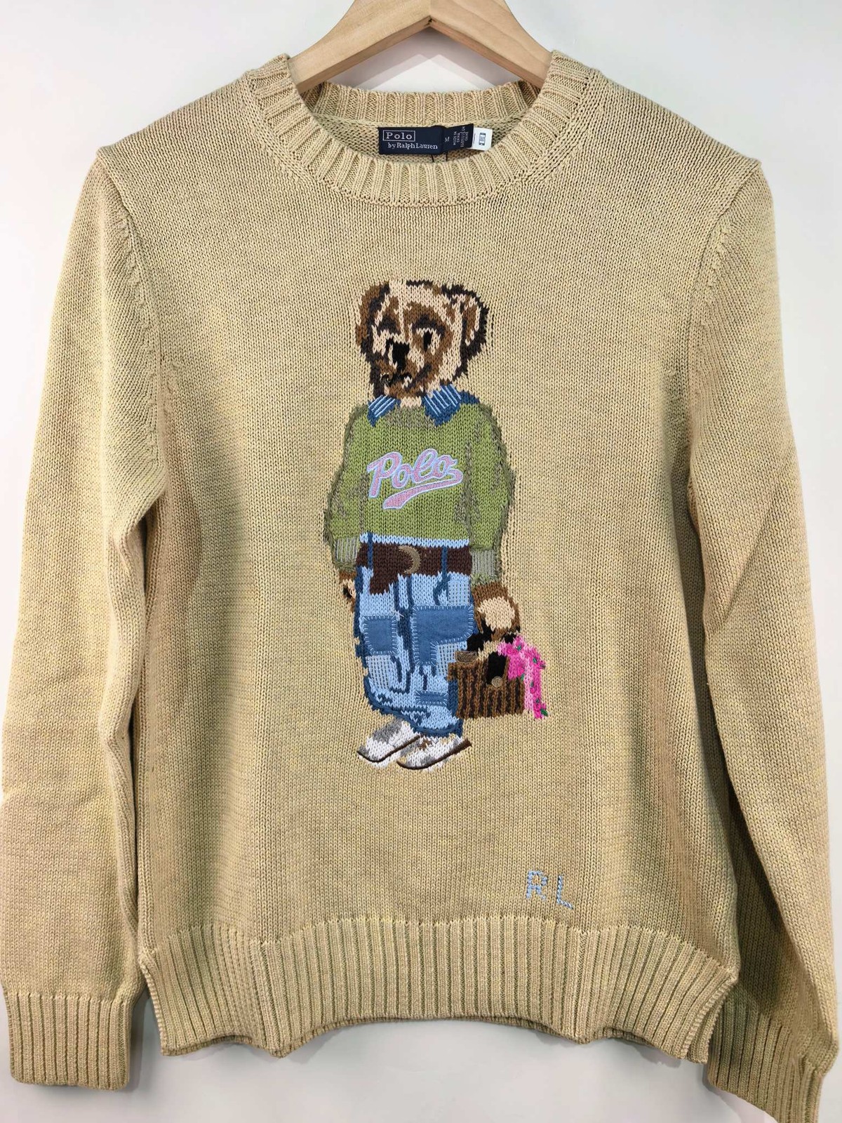 Polo Ralph Lauren Polo Bear Knit cotton Sweater sand WOMEN\'S M