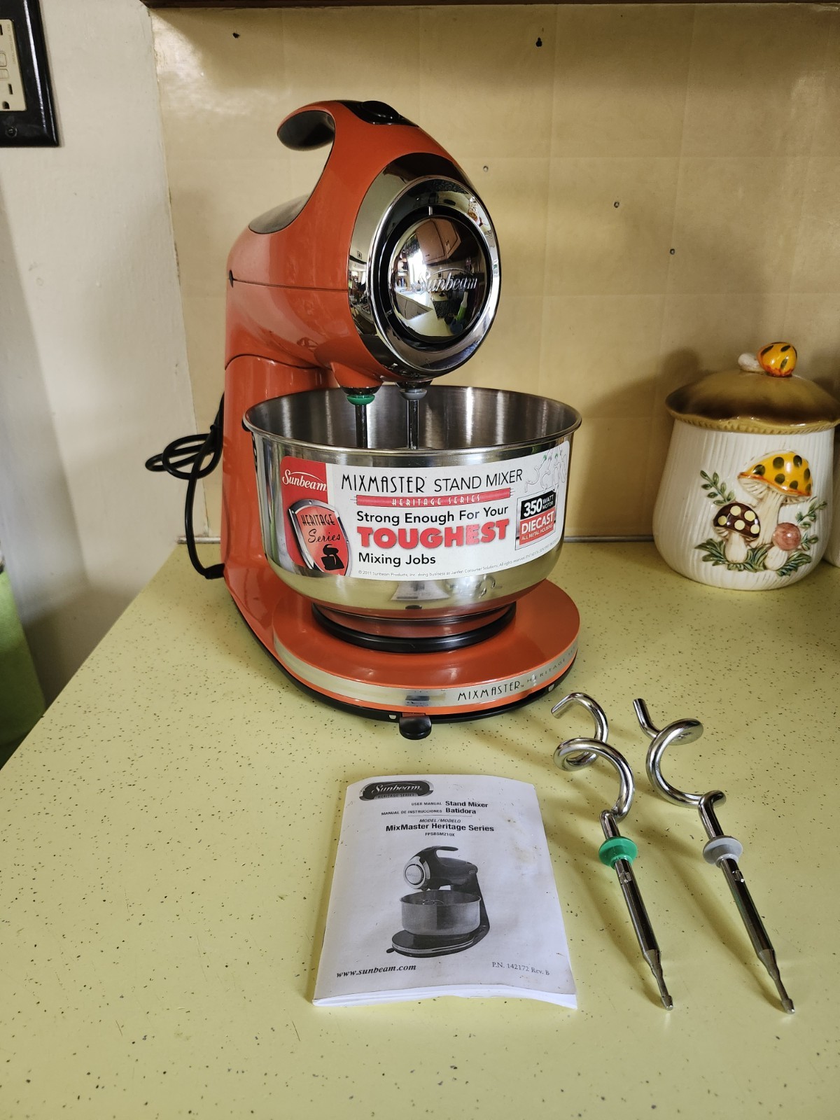 NEW RARE Orange Sunbeam MixMaster Heritage Stand Countertop High Speed Mixer