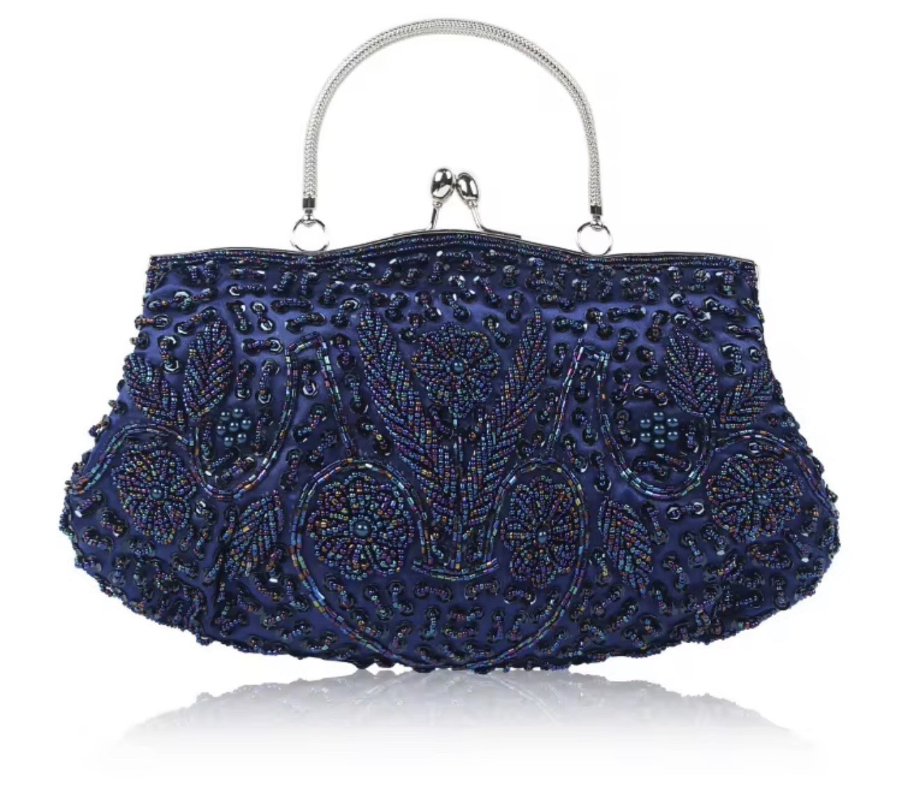 Navy Blue Beaded Evening Bag Women’s Clutch Purse Wedding Party Handbag Navy Blue Beaded Evening Bag Women’s Clutch Purse Wedding Party Handbag