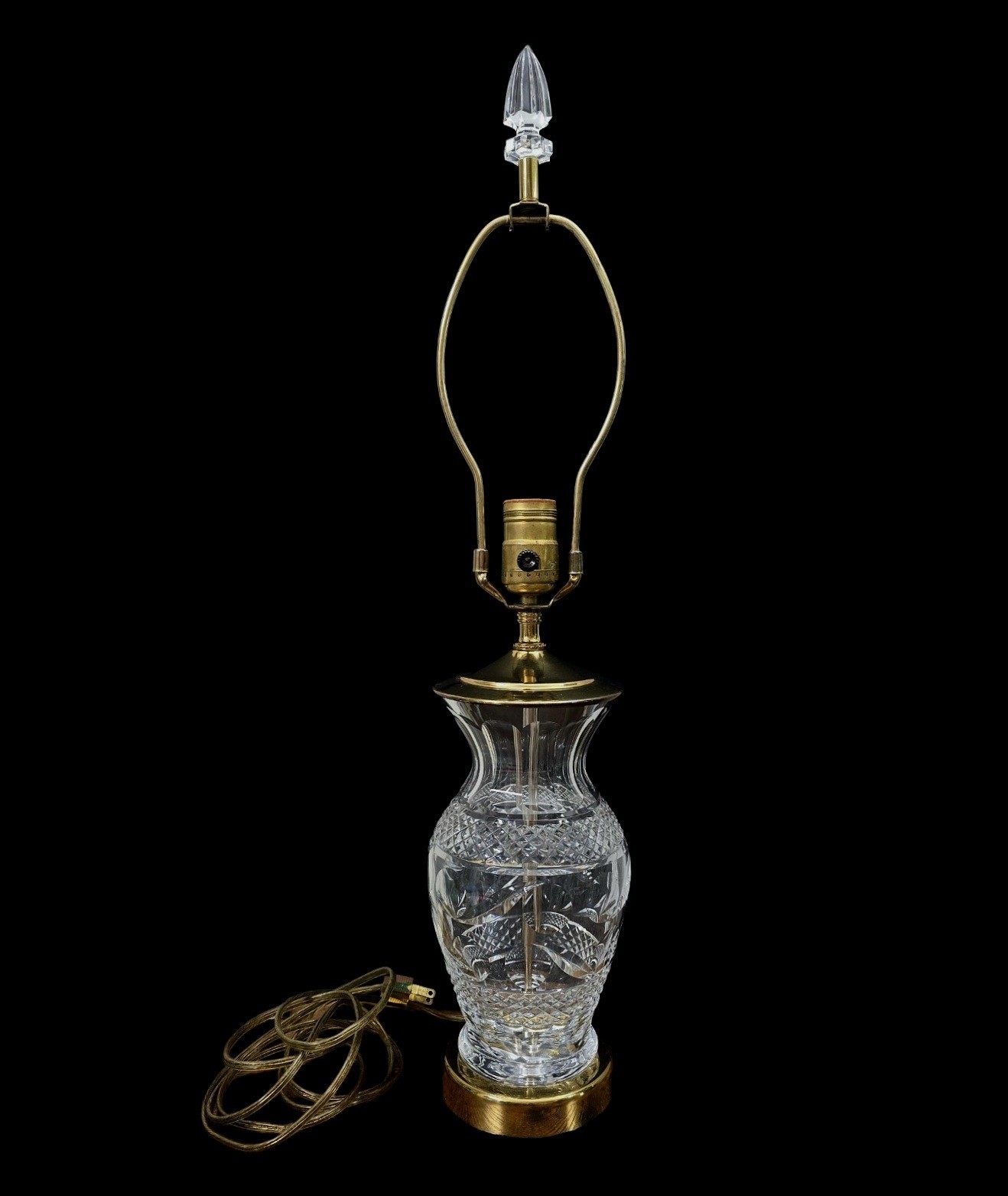 Vintage Waterford Crystal Table Lamp Kenmare Ring of Kerry Urn Brass Leviton 24\