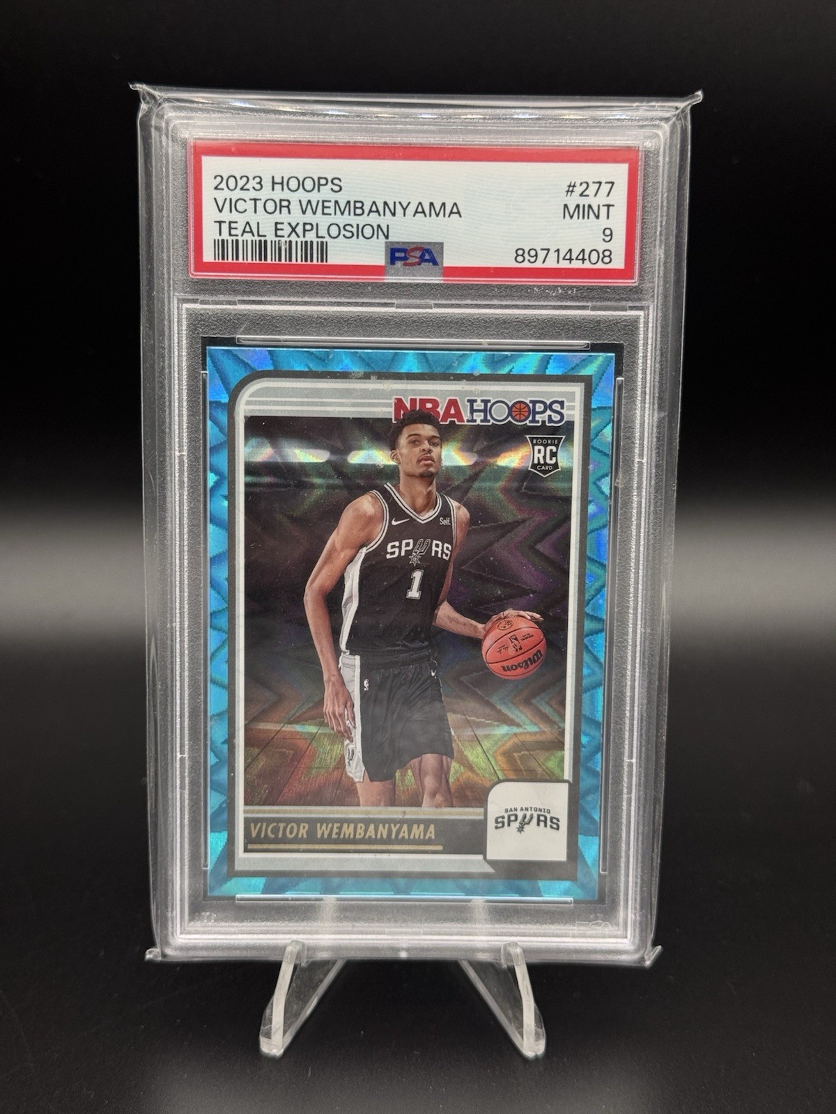 Panini 2023-24 NBA Hoops Rookies Victor Wembanyama Spurs #277 Teal PSA 9 RC Panini 2023-24 NBA Hoops Rookies Victor Wembanyama Spurs #277 Teal PSA 9 RC