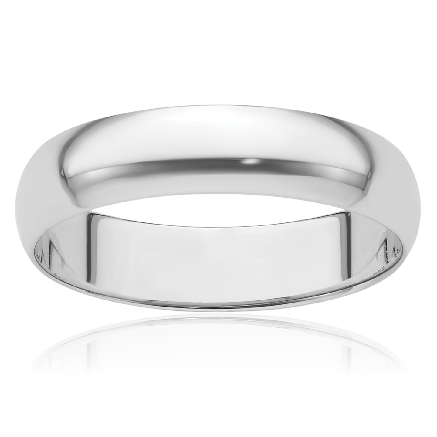 Platinum Dome 5mm Comfort Fit Half Round Plain Wedding Band Ring Polished,