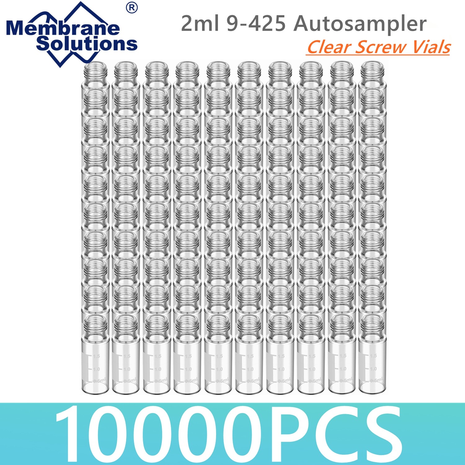 10000PCS 2mL Autosampler Clear Vials HPLC GC 9-425 Screw Top Writing Area Glass