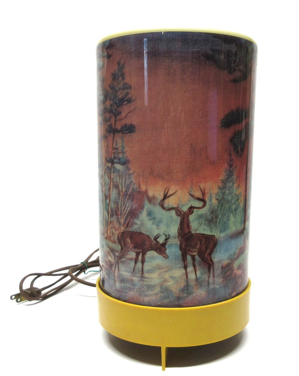 Vintage 1956 L.A. Goodman Forest Fire Cabin Deer Roto-Action Motion Lamp Works