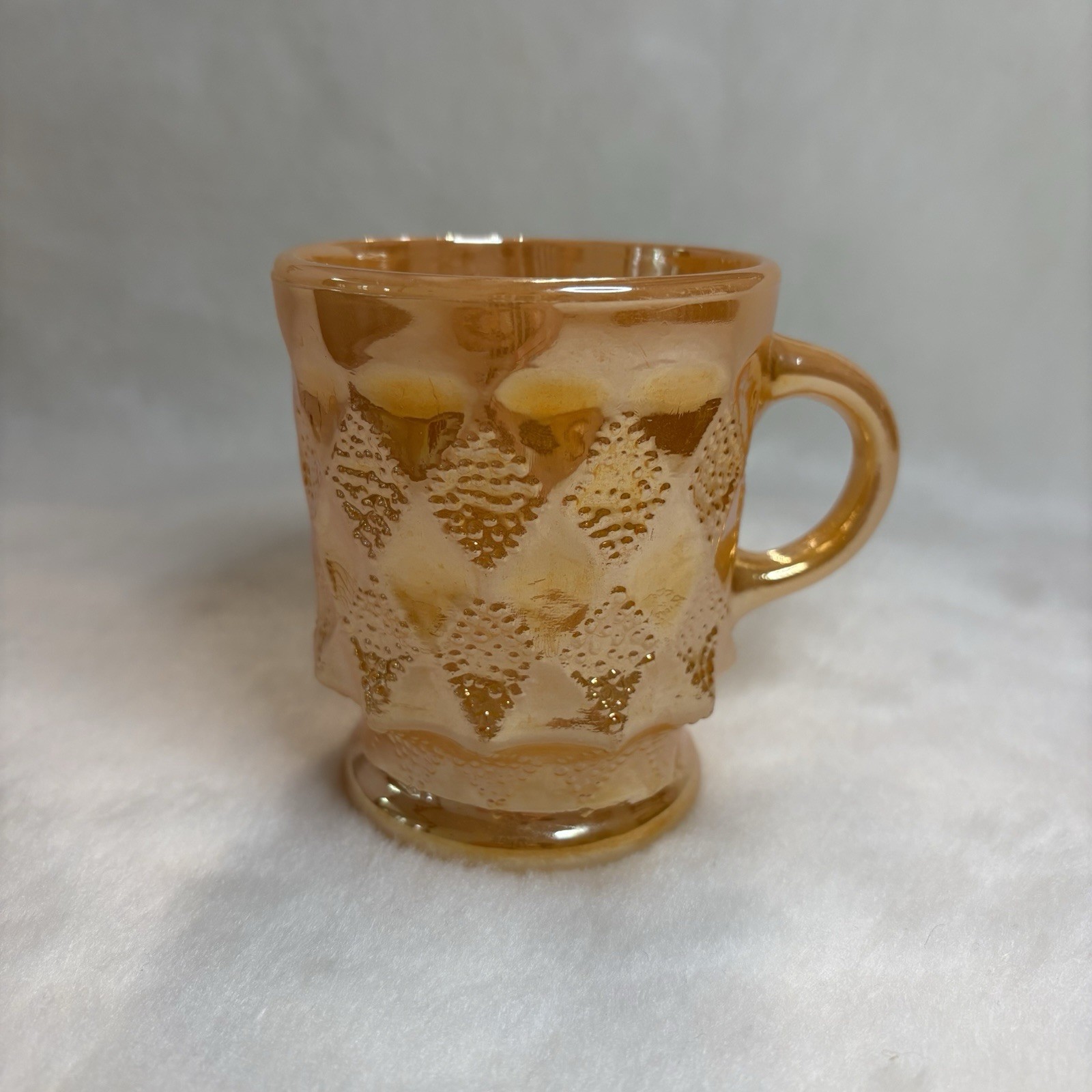 Vintage Anchor Hocking Peach Lustre Kimberly Diamond Mug Fire King Vintage Anchor Hocking Peach Lustre Kimberly Diamond Mug Fire King