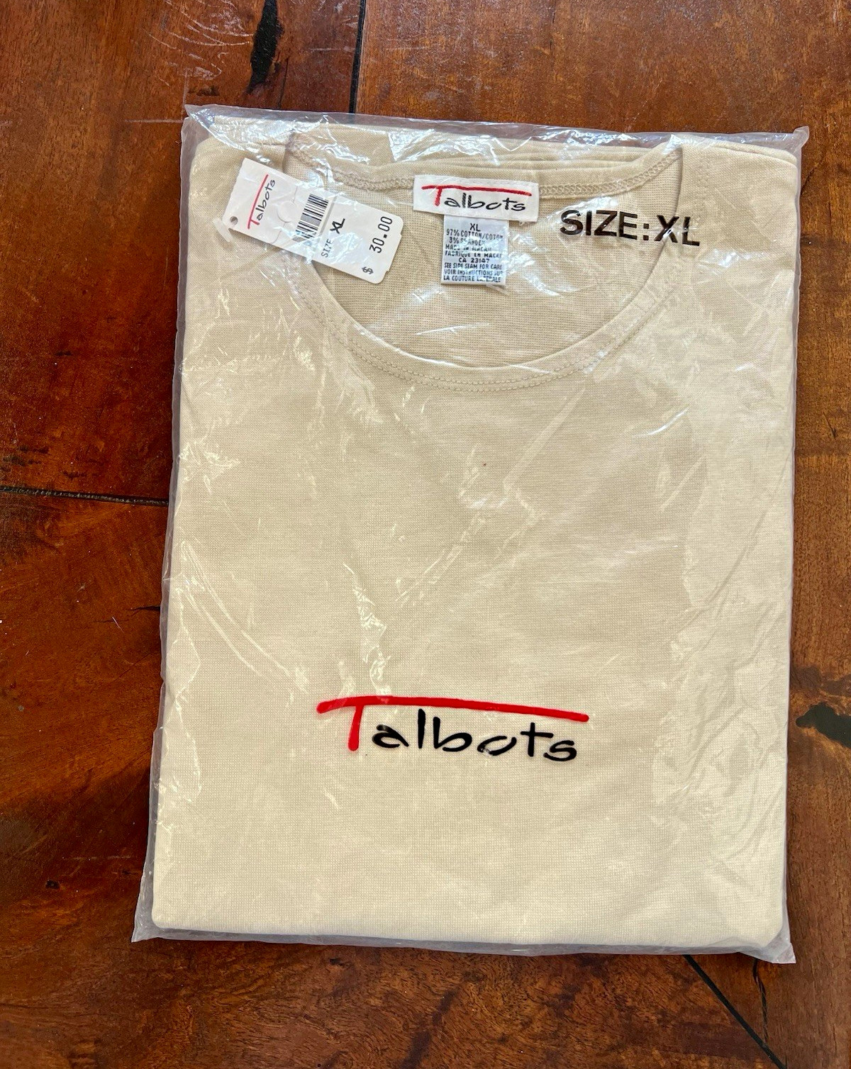 NWT Talbots S/S Women’s XL Crew Neck Tee Beige/Tan