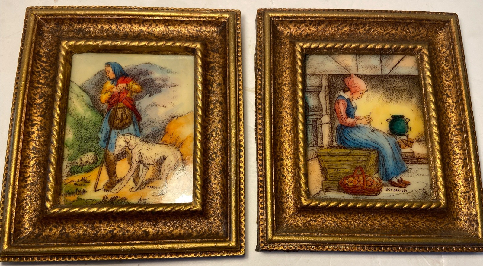 2 Genuine Artini Enamel Hand Painted Engraving Picture ~ Signed , Numbered 2 Genuine Artini Enamel Hand Painted Engraving Picture ~ Signed , Numbered