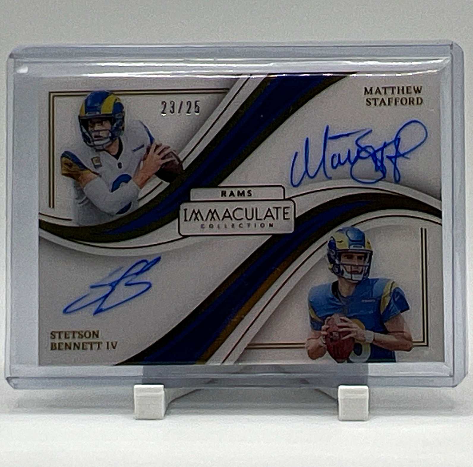 Panini 2023 Immaculate Dual Autographs DA-LA Stafford/Bennett IV /25 Rams