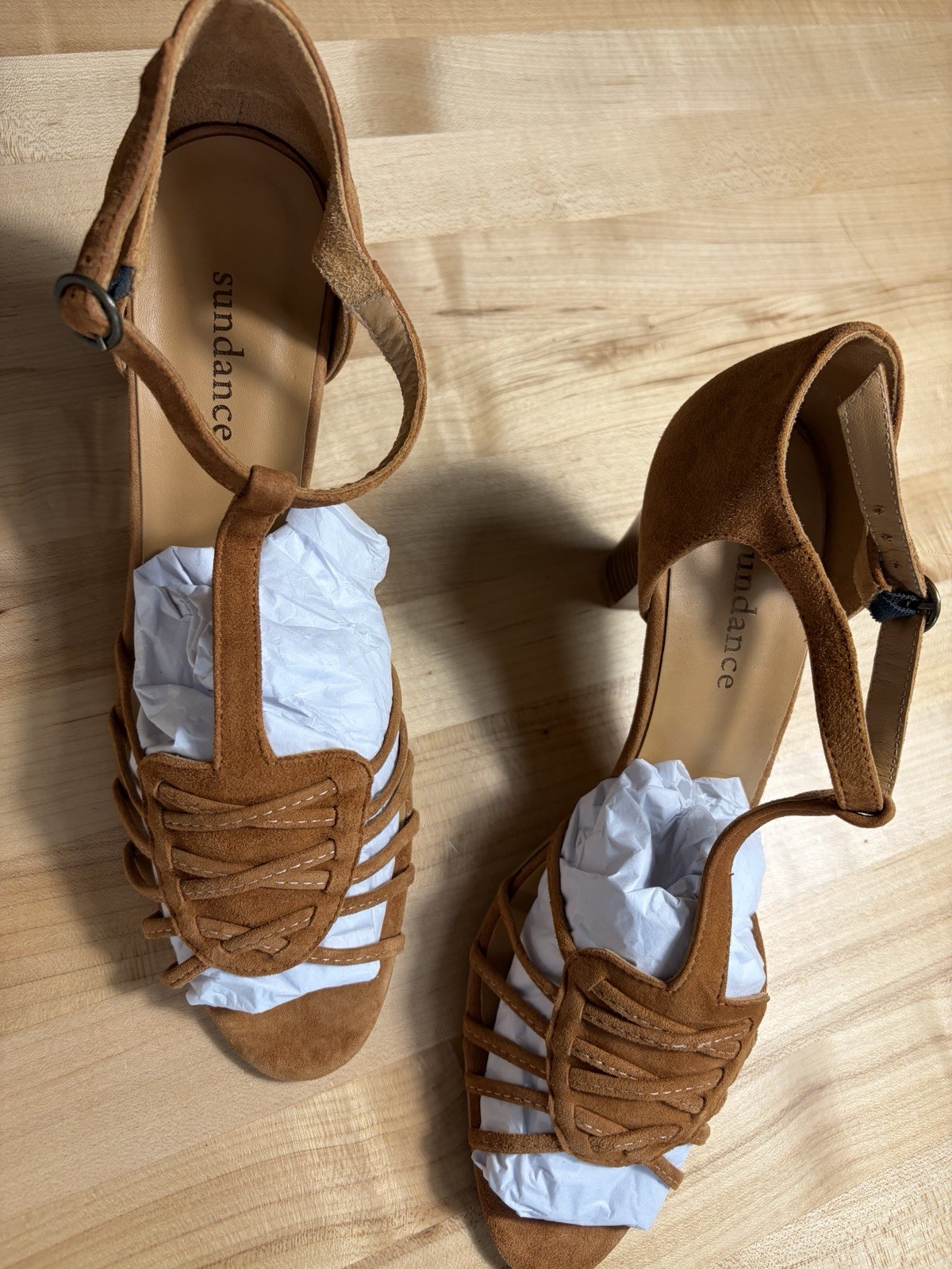 Sundance Brown Suede Strappy Ankle Strap Sandals Buckle US 9 EU 40