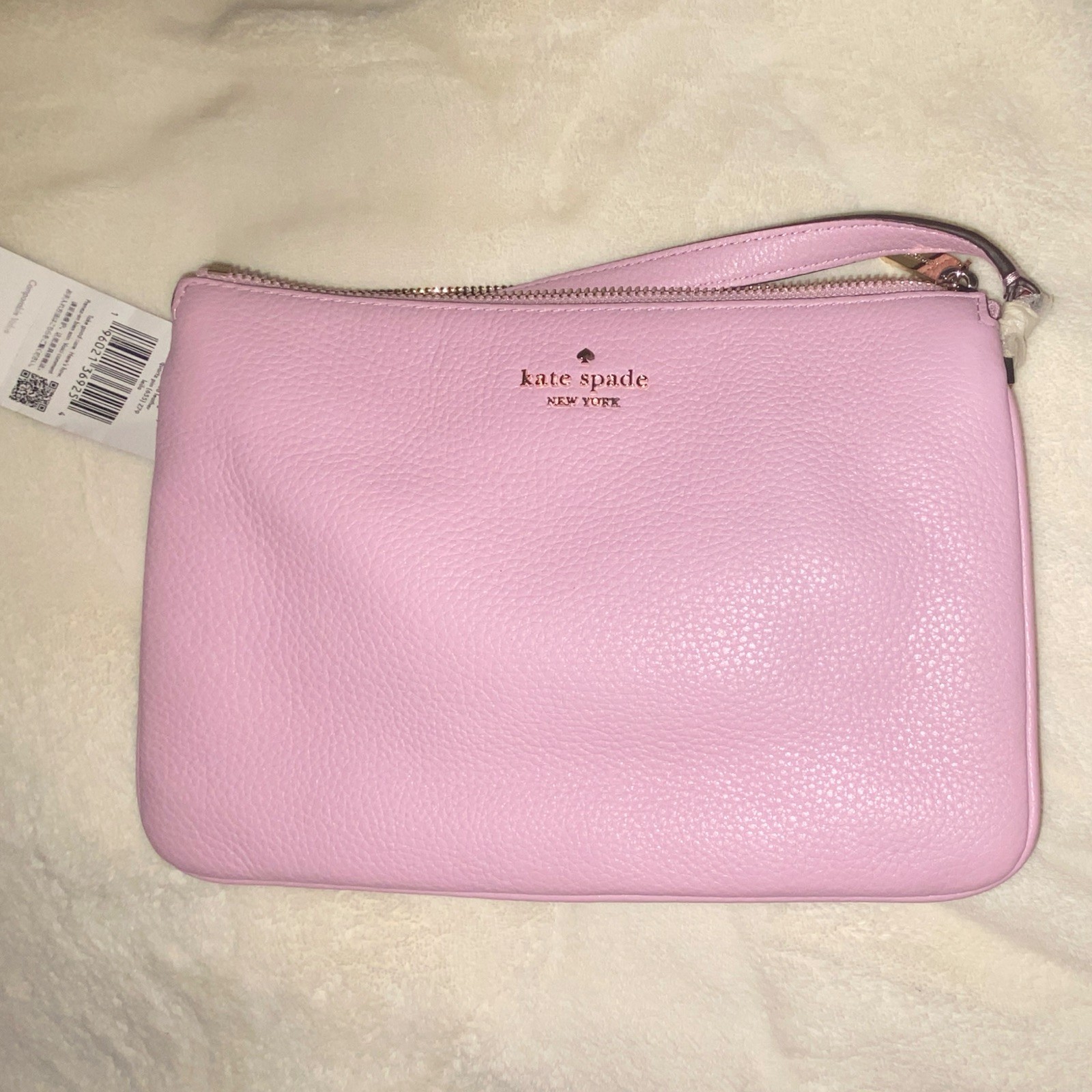 New Kate Spade Leila Pebble Leather Triple Gusset Crossbody Quartz Pink