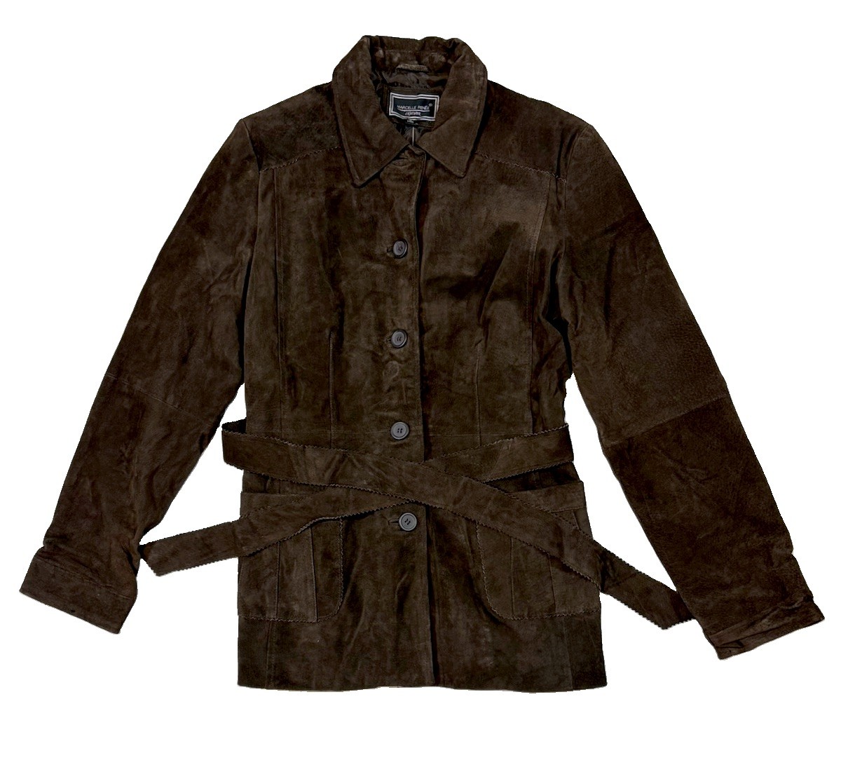 Marcelle Renee Vintage Boho chic Women\'s Medium 100% Leather Jacket w Belt NEW