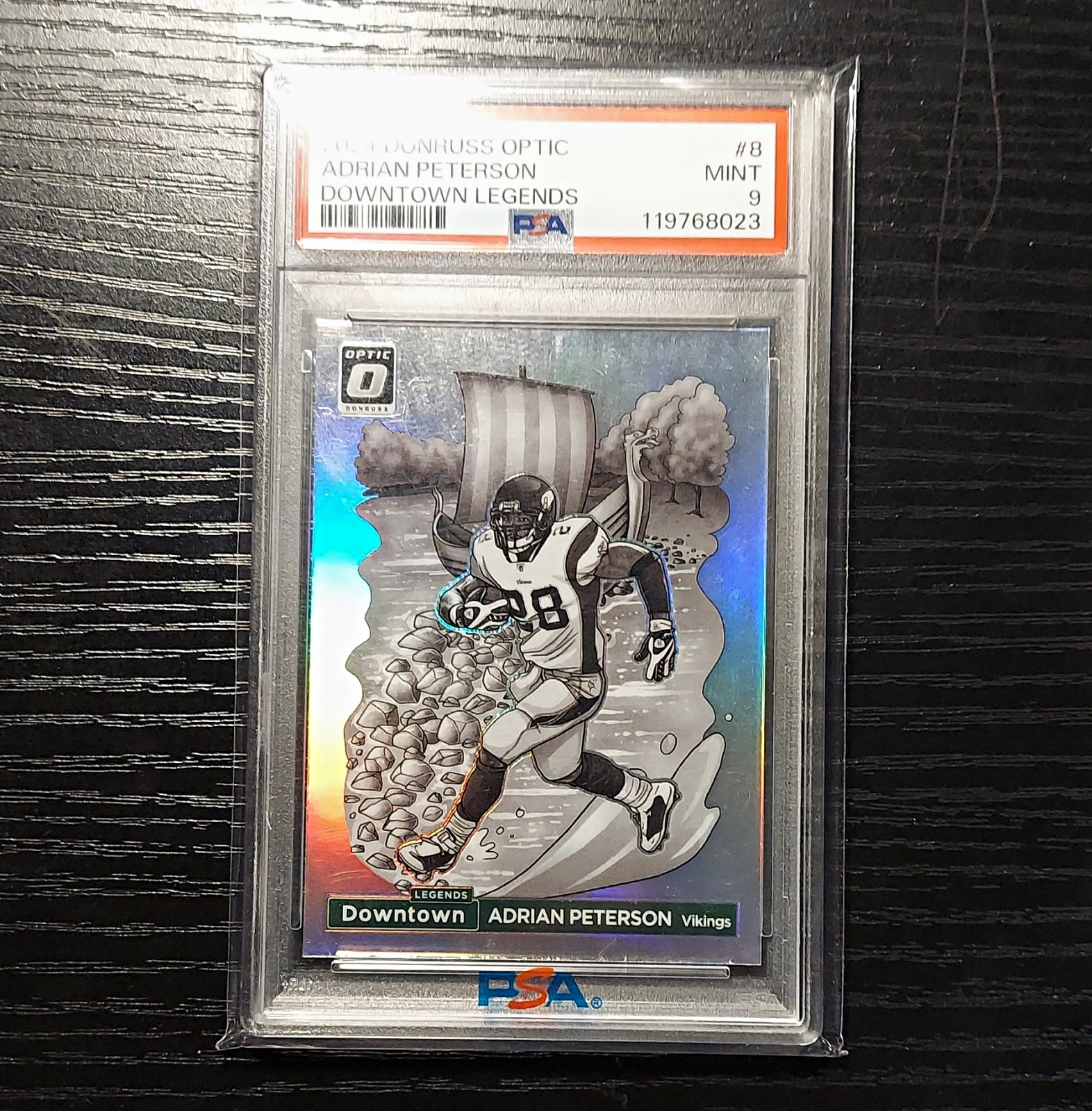 Panini 2024 Donruss Optic Downtown Legends Adrian Peterson Vikings #8 PSA 9