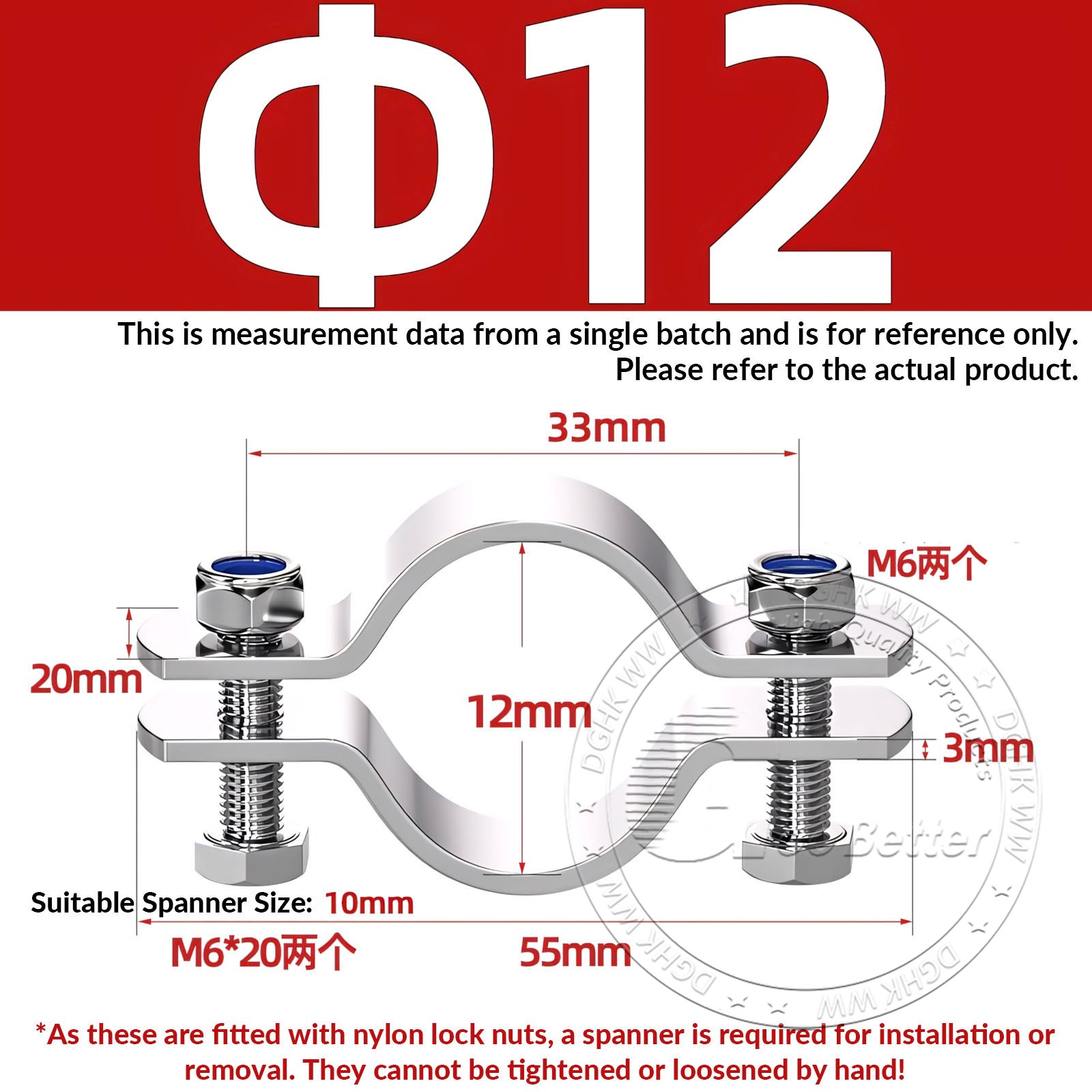 12mm-325mm Pipe / Cable Clamps A2 Stainless Steel / Galvanised / Rubber Lined