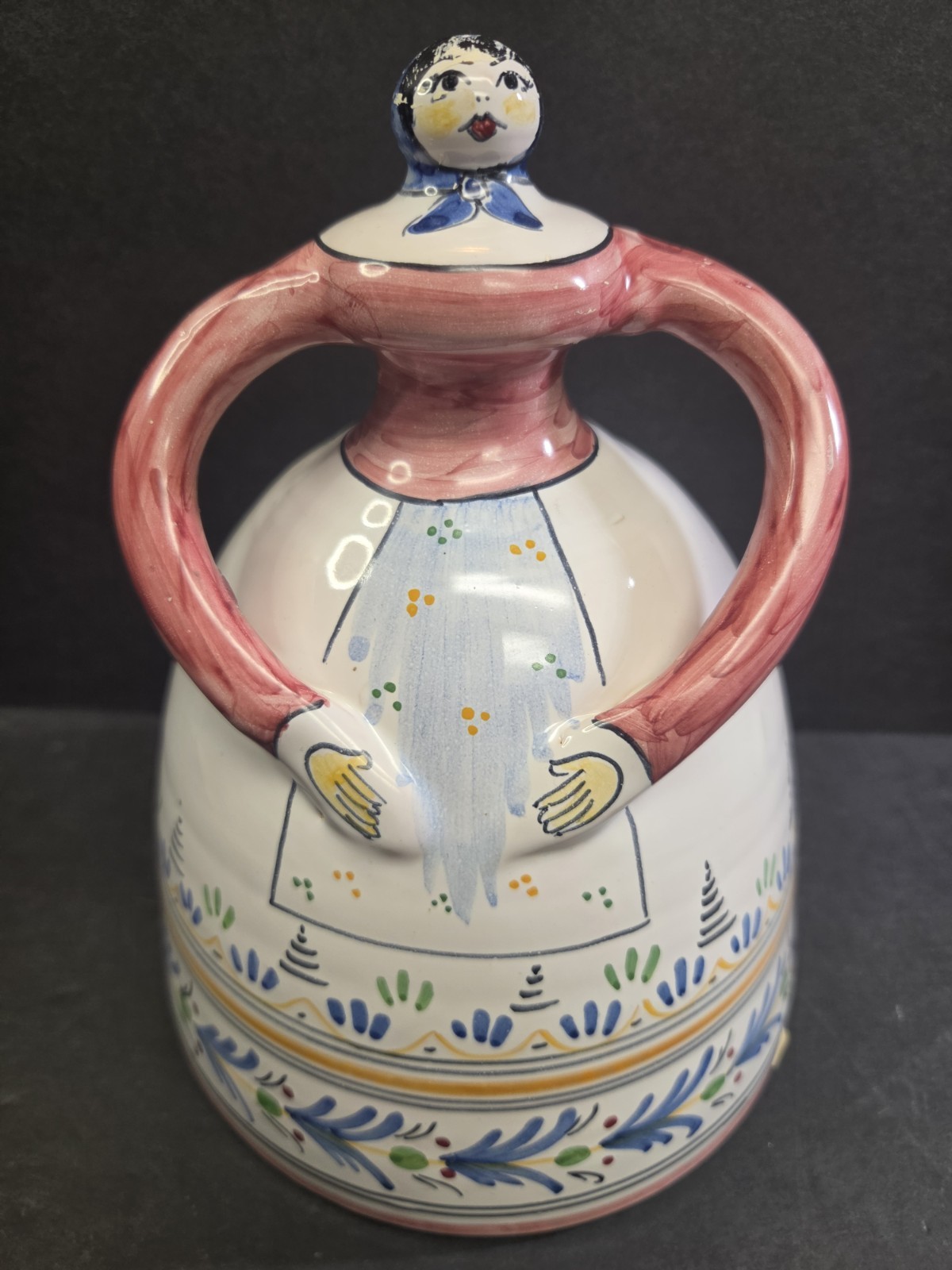 Vintage Ceramic Spanish Lady Figurine Bell Hand Painted Made In Spain