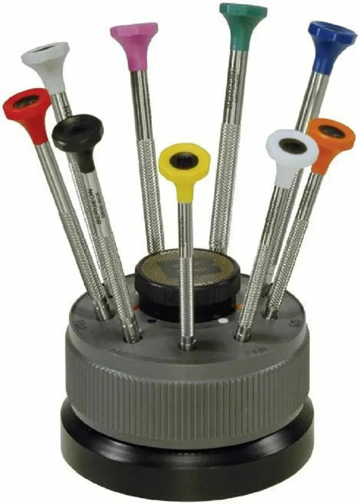 BERGEON 30081-S09 Rotating stand with 9 screwdrivers for Watchmakers SWISS MADE