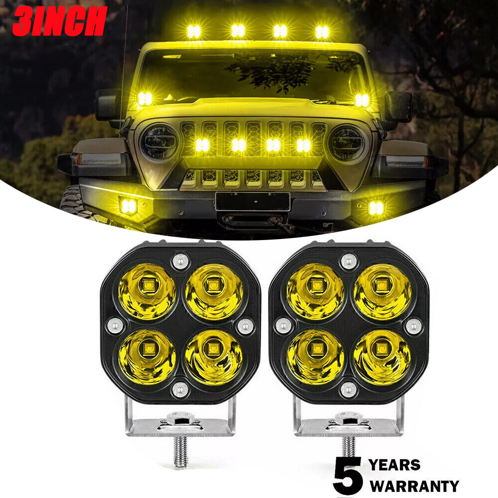 2x 3inch LED Cube Pods Work Light Bar Spot Driving Fog Amber Lamp Offroad SUV 2x 3inch LED Cube Pods Work Light Bar Spot Driving Fog Amber Lamp Offroad SUV