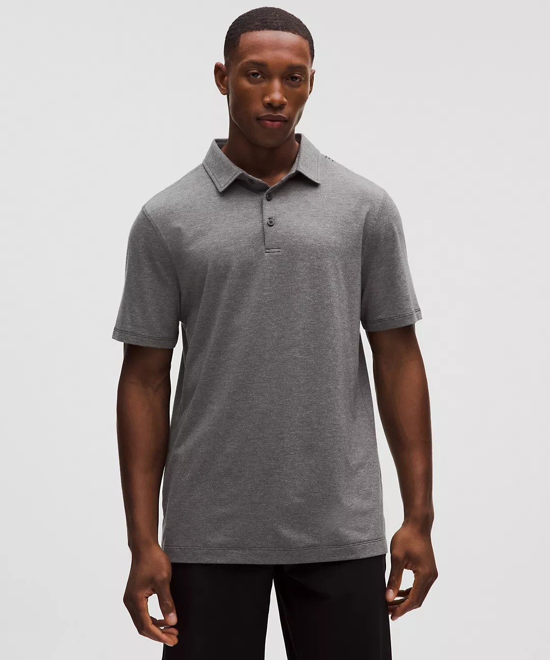 Lululemon Evolution Short Sleeve Polo Slim-Fit Heathered Black Size Large New 