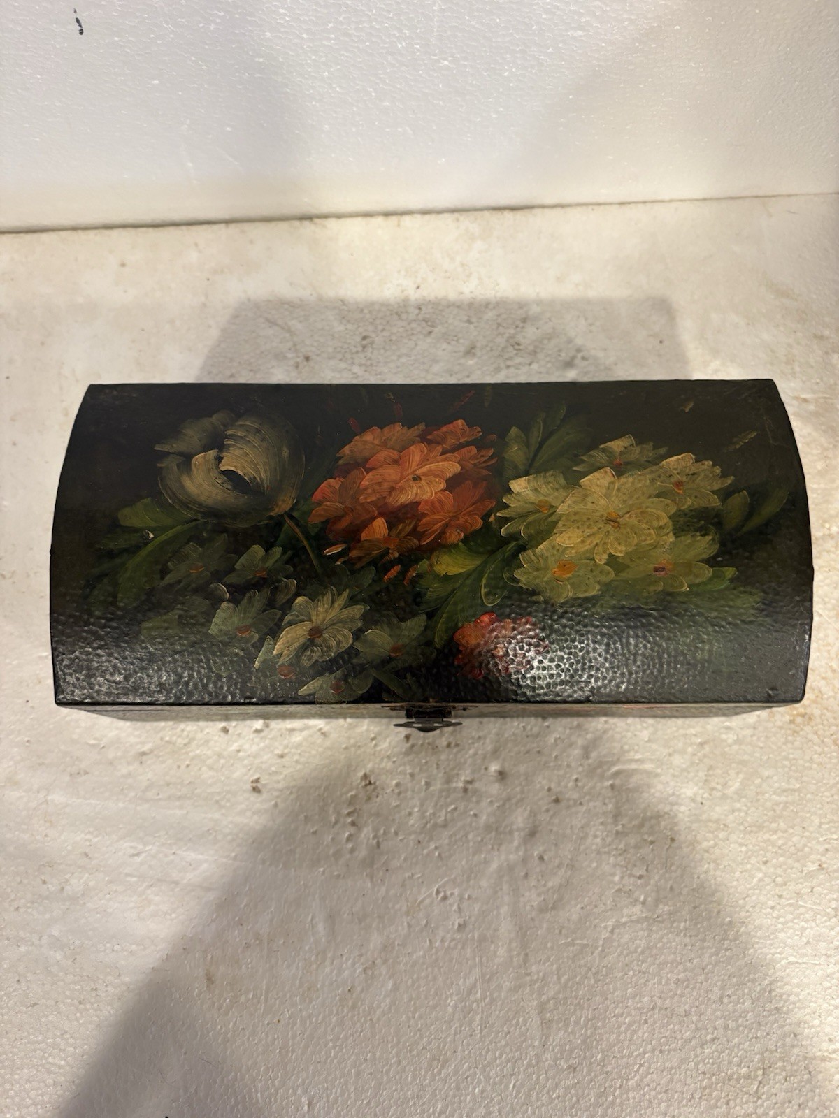 Vintage Enesco Wooden Floral Jewelry Box Hand Painted 1995 Winterthur RARE NICE