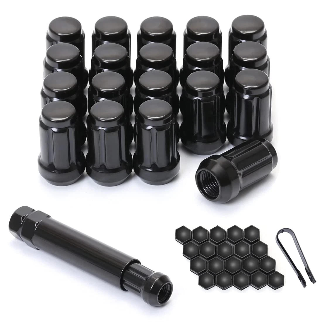 Acorn M12x1.5 Black Spline Lug Nuts - Set of 20, 12mm x 1.5 x 35mm, Acorn M12x1.5 Black Spline Lug Nuts - Set of 20, 12mm x 1.5 x 35mm,