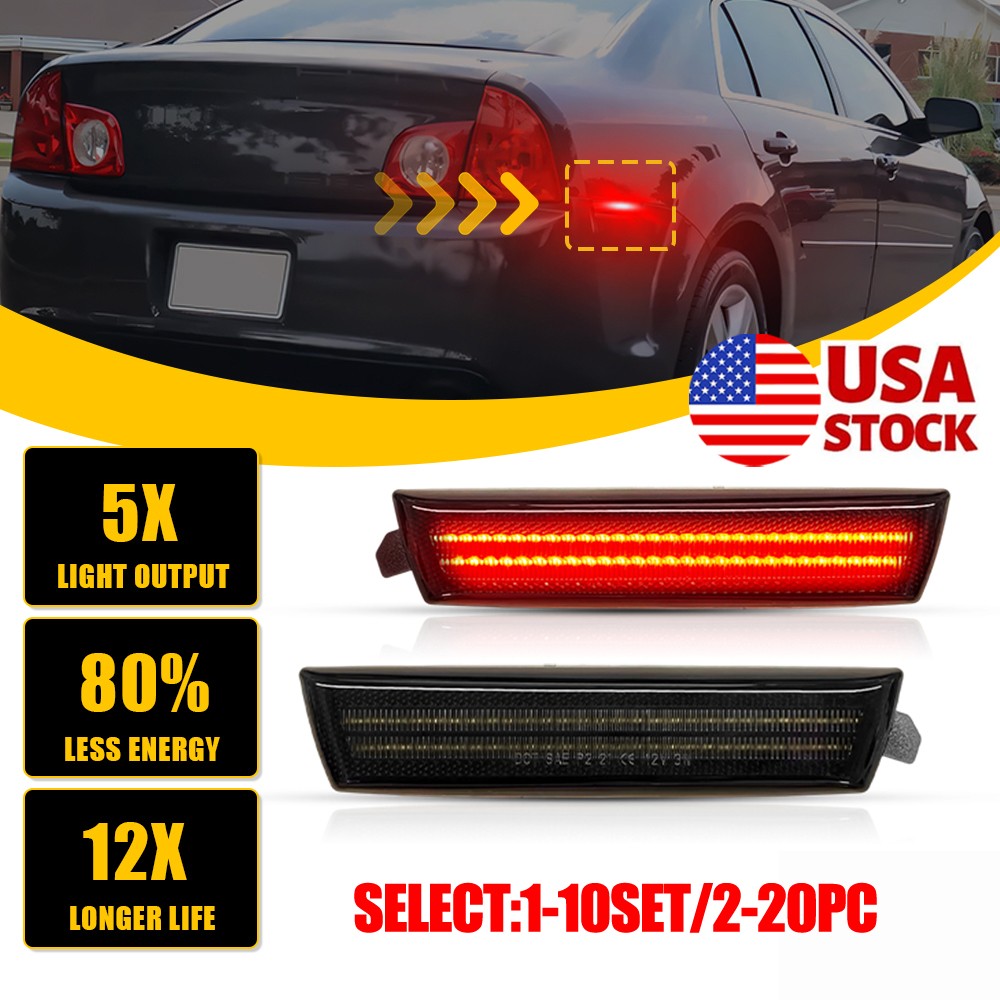 2-20X Rear Red LED Side Marker Lights For Chevrolet Malibu 2008-2012 Smoked Lens
