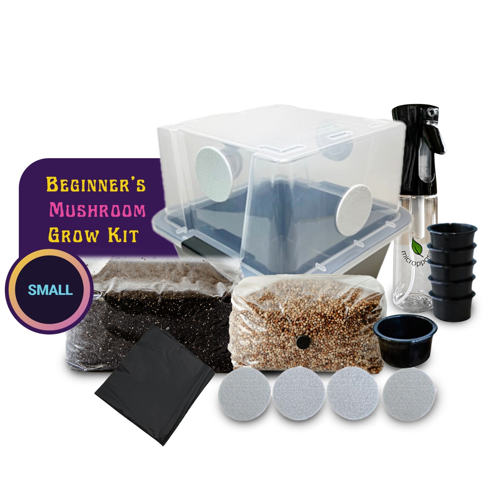 Small Monotub Mushroom Grow Kit | Indoor Grow Bin w/ Substrate & Grain Spawn